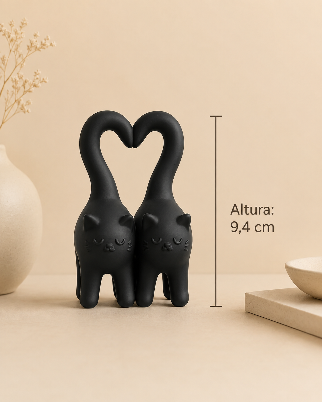 Figura Decorativa Gatitos Con Cola Coraz n-2