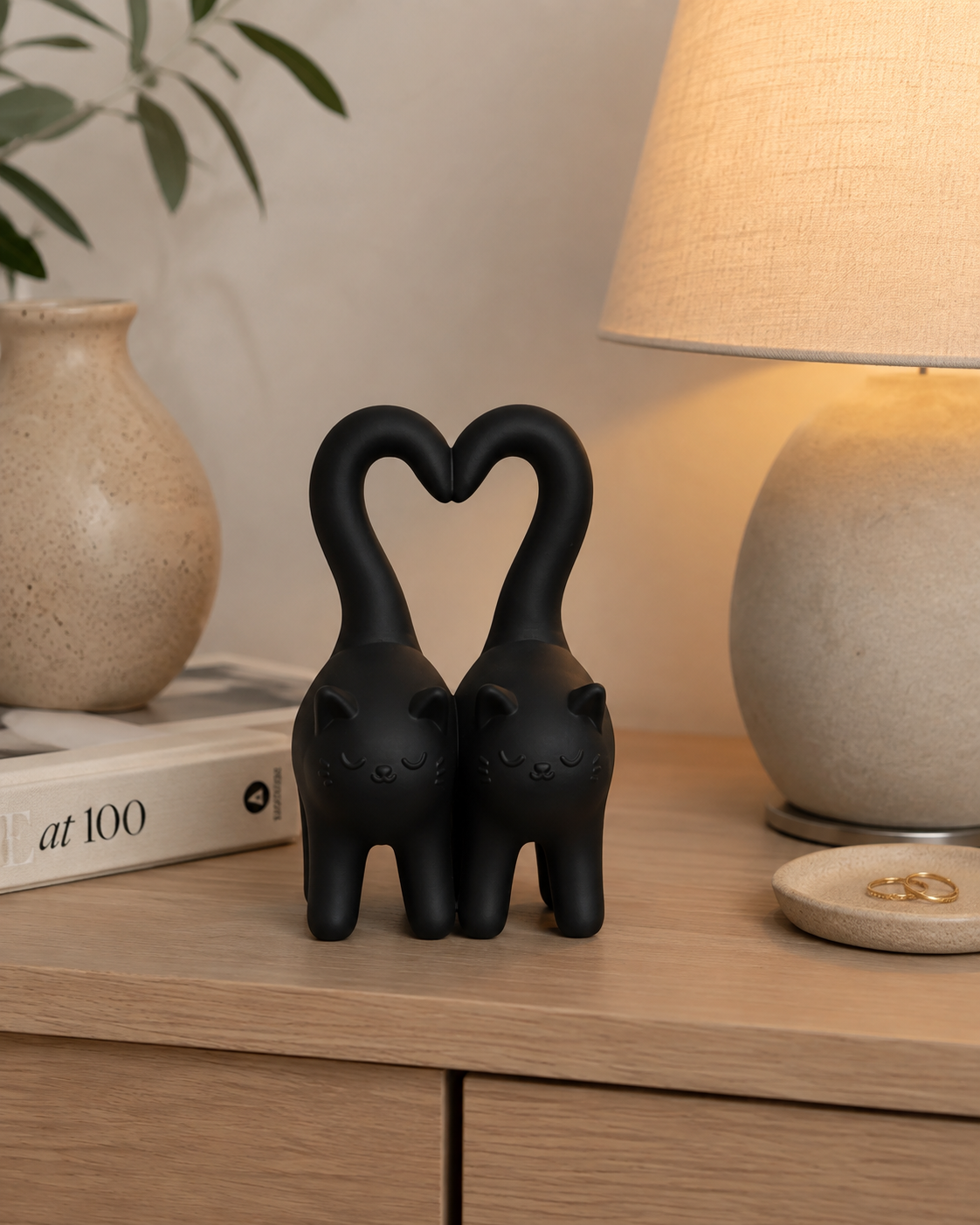 Figura Decorativa Gatitos Con Cola Coraz n-3