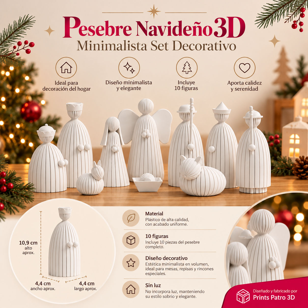Pesebre Navide o 3D Minimalista Set Decorativo-3