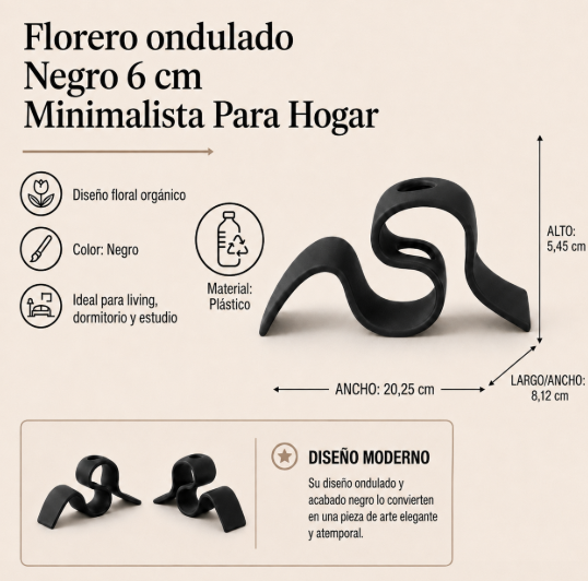 Florero ondulado 6 cm Minimalista Para Hogar-1