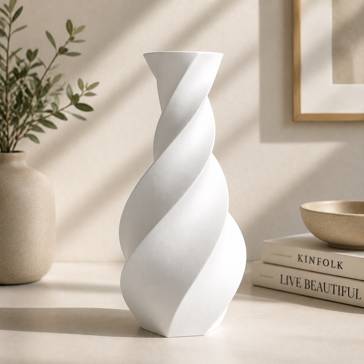 Decoración Elegante Prints Patro - Jarrón Moderno con Torsión Blanco-5