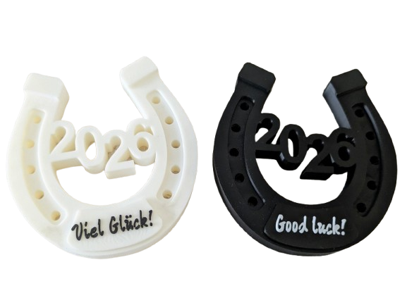 Adorno de Navidad - Par de Herraduras de la suerte blanco y negro-3