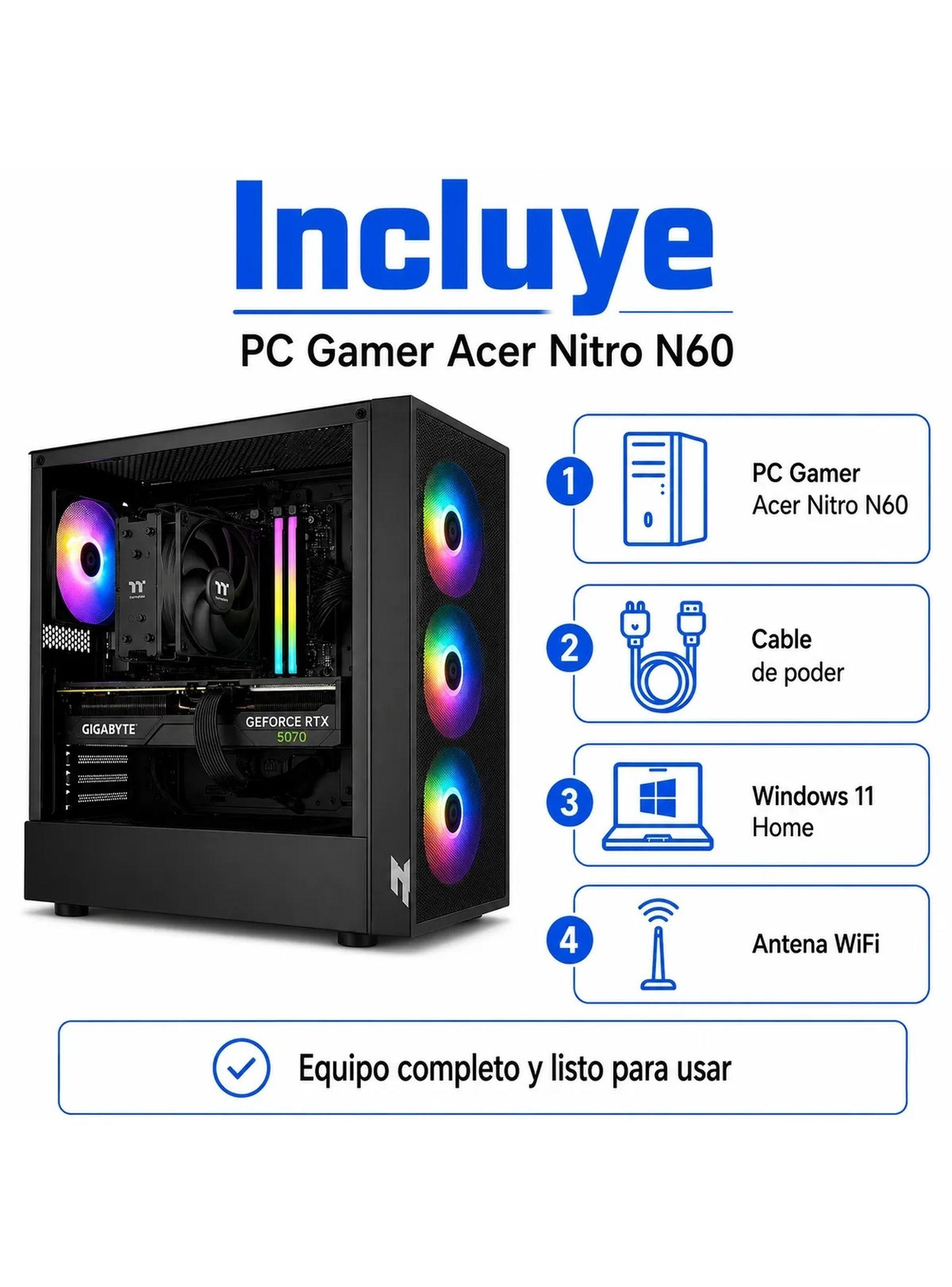 PC Gamer RTX 5070 i7 14700F 32GB DDR5 1 TB SSD Acer Nitro N60-7