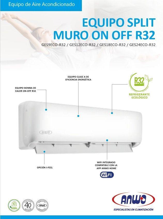 Aire acondicionado split muro 18000 btu On-off Anwo-1
