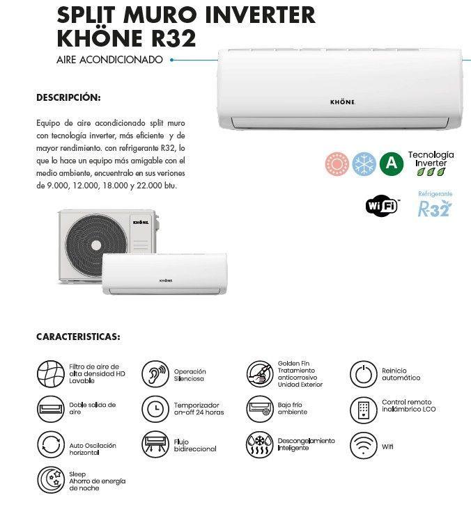 AIRE ACONDICIONADO SPLIT 9000 BTU INVERTER KHONE-4