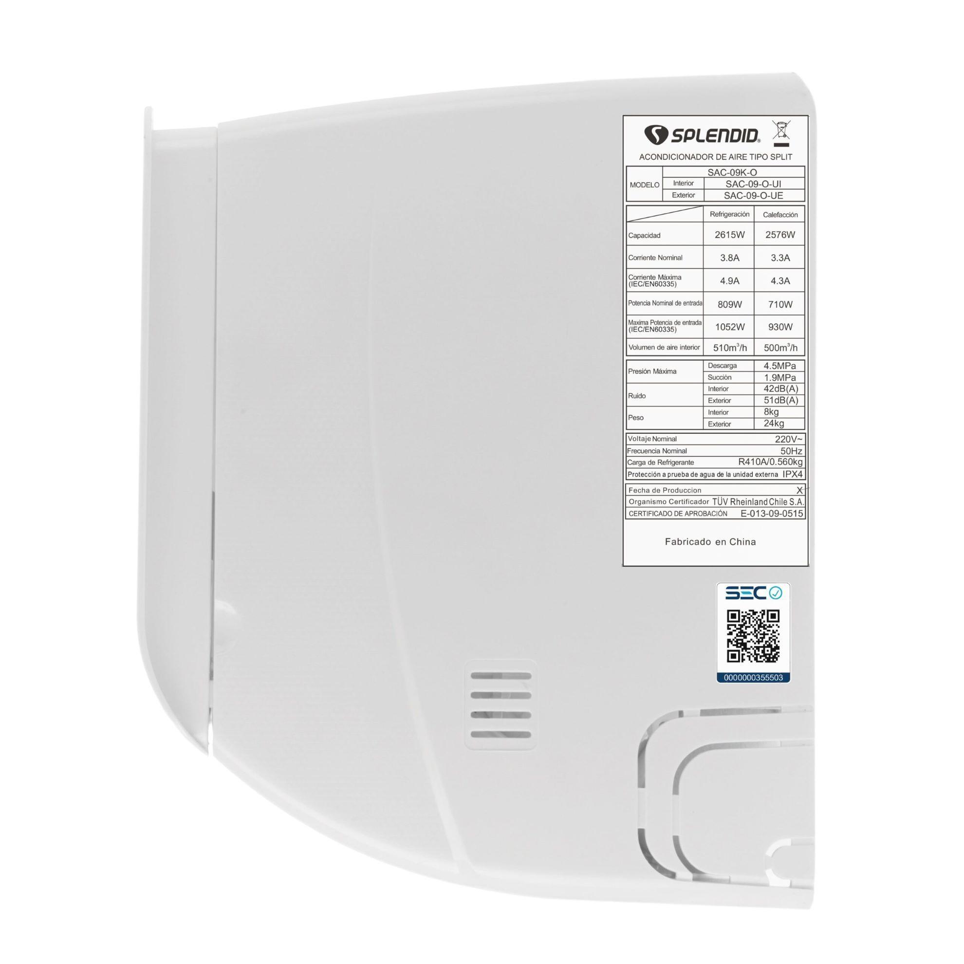 AIRE ACONDICIONADO SPLIT MURO 9000 BTU ON OFF SPLENDID-3