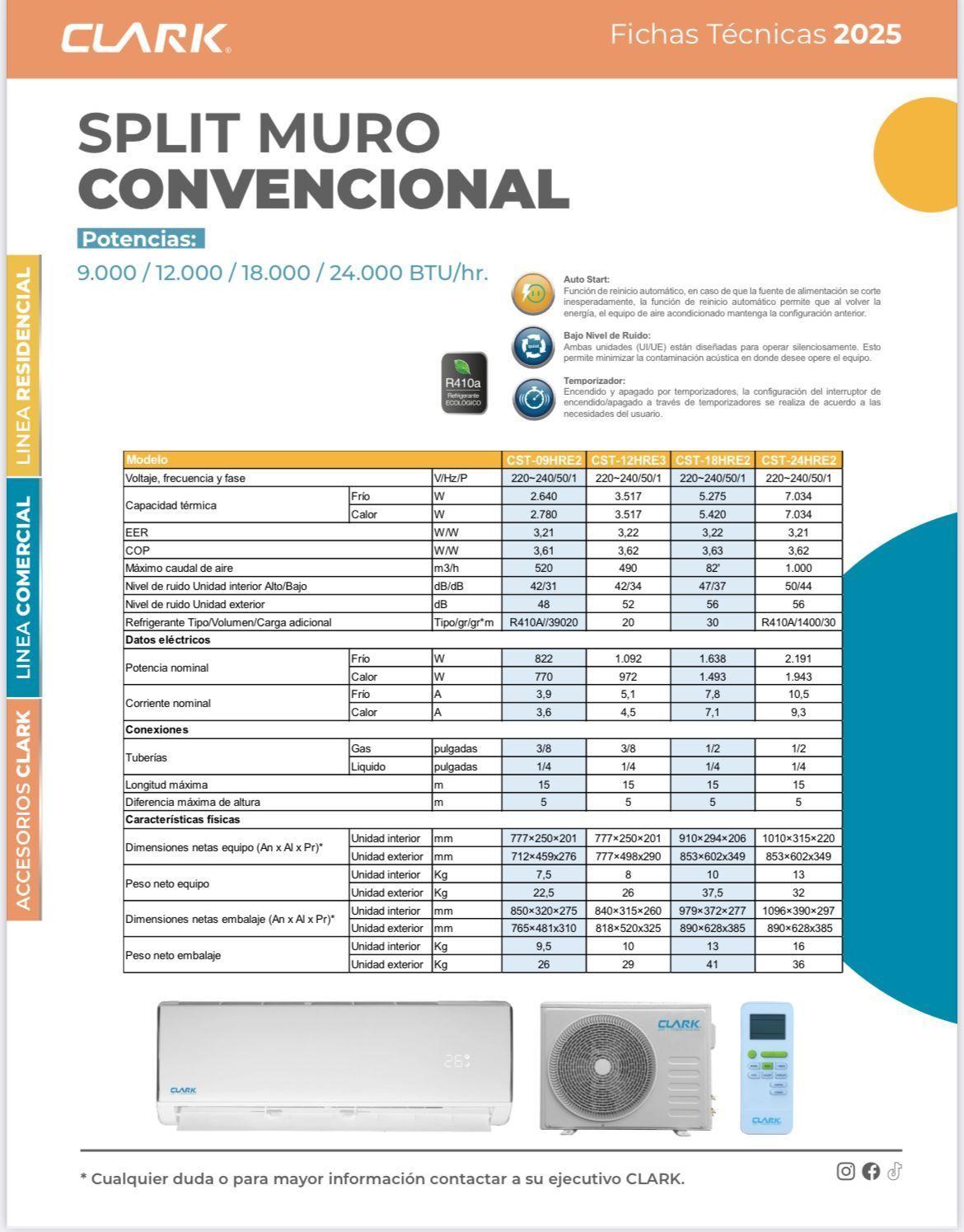 Aire Acondicionado Clark Frio - Calor Split Muro 18000btu  On-Off-2