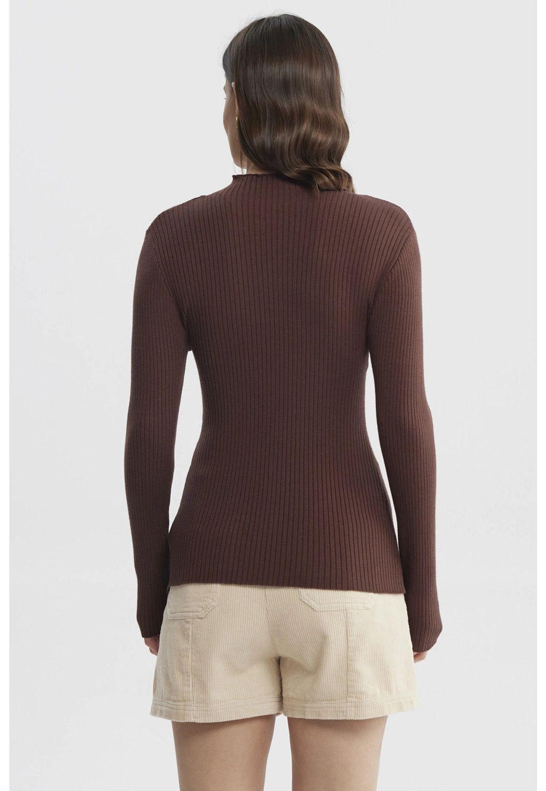 Sweater Mujer Ajustado Café Claro-2