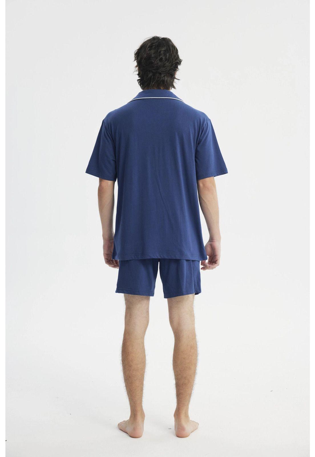 Pijama Camisero Hombre Azul-2