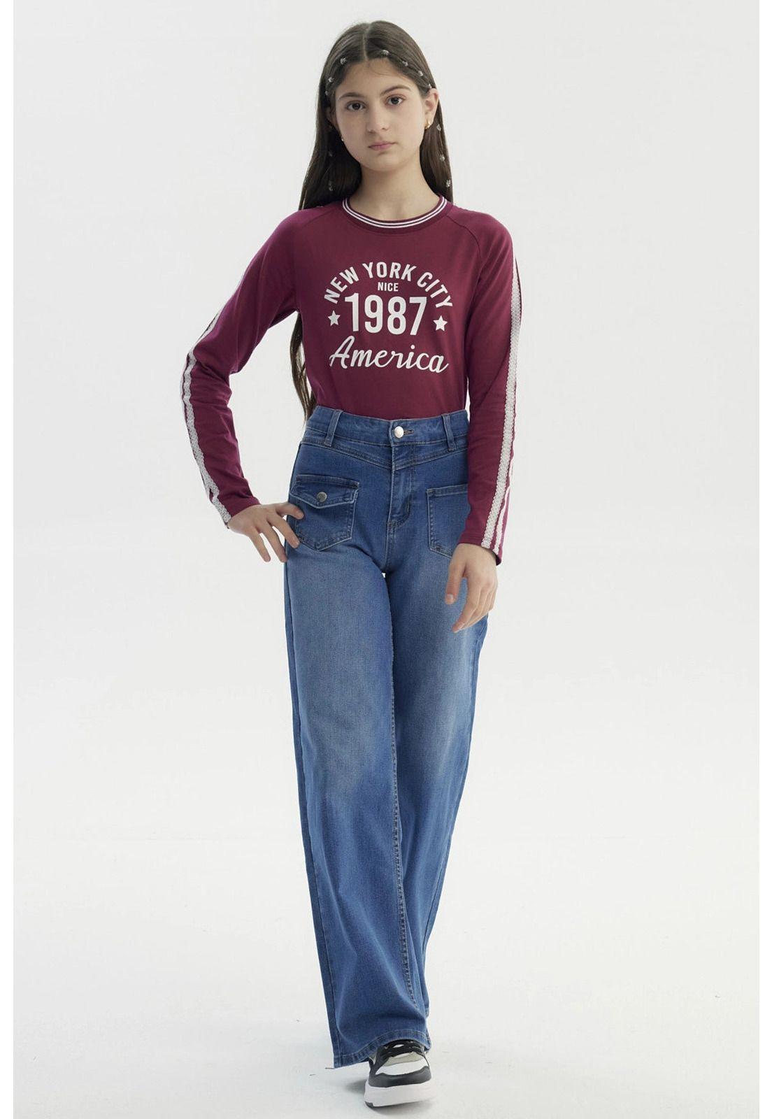 Jeans Niña Wide Leg Azul - Vl-3