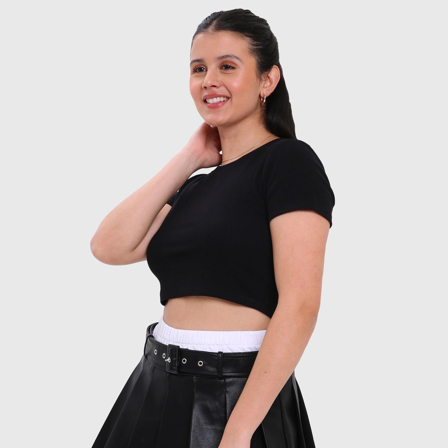 Polera Mujer Cropped Negro Fashion's Park-1