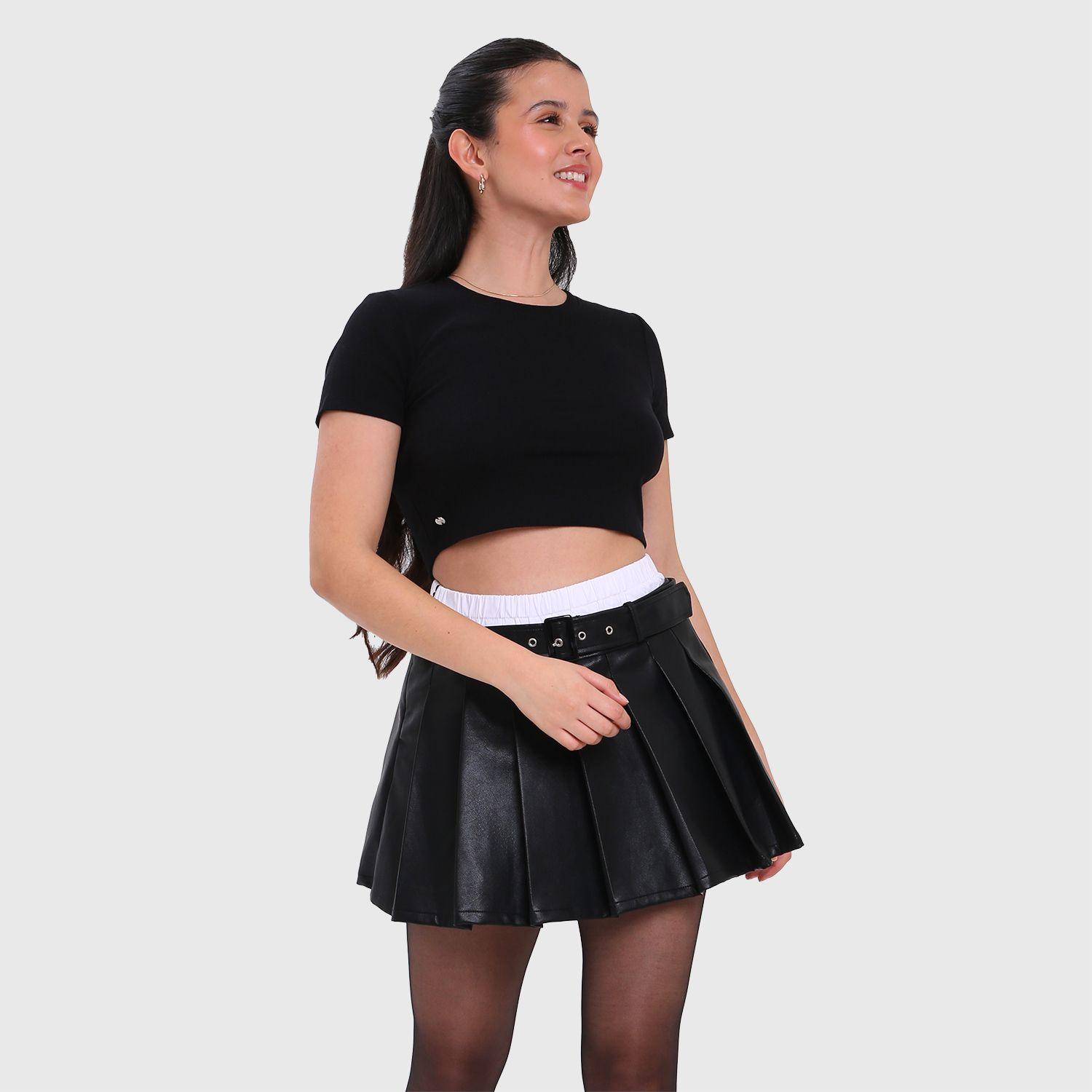 Polera Mujer Cropped Negro Fashion's Park-3