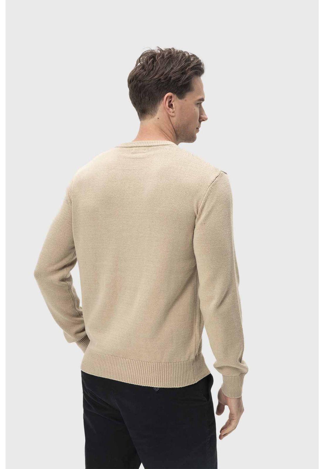Sweater Hombre Cuello V Básico Café Claro-2