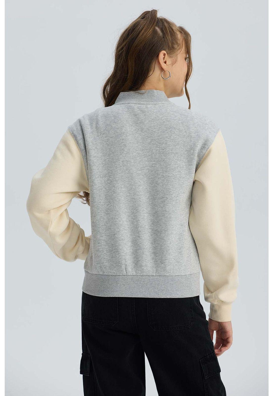 Chaqueta Niña Bomber Gris Melange - ll-2