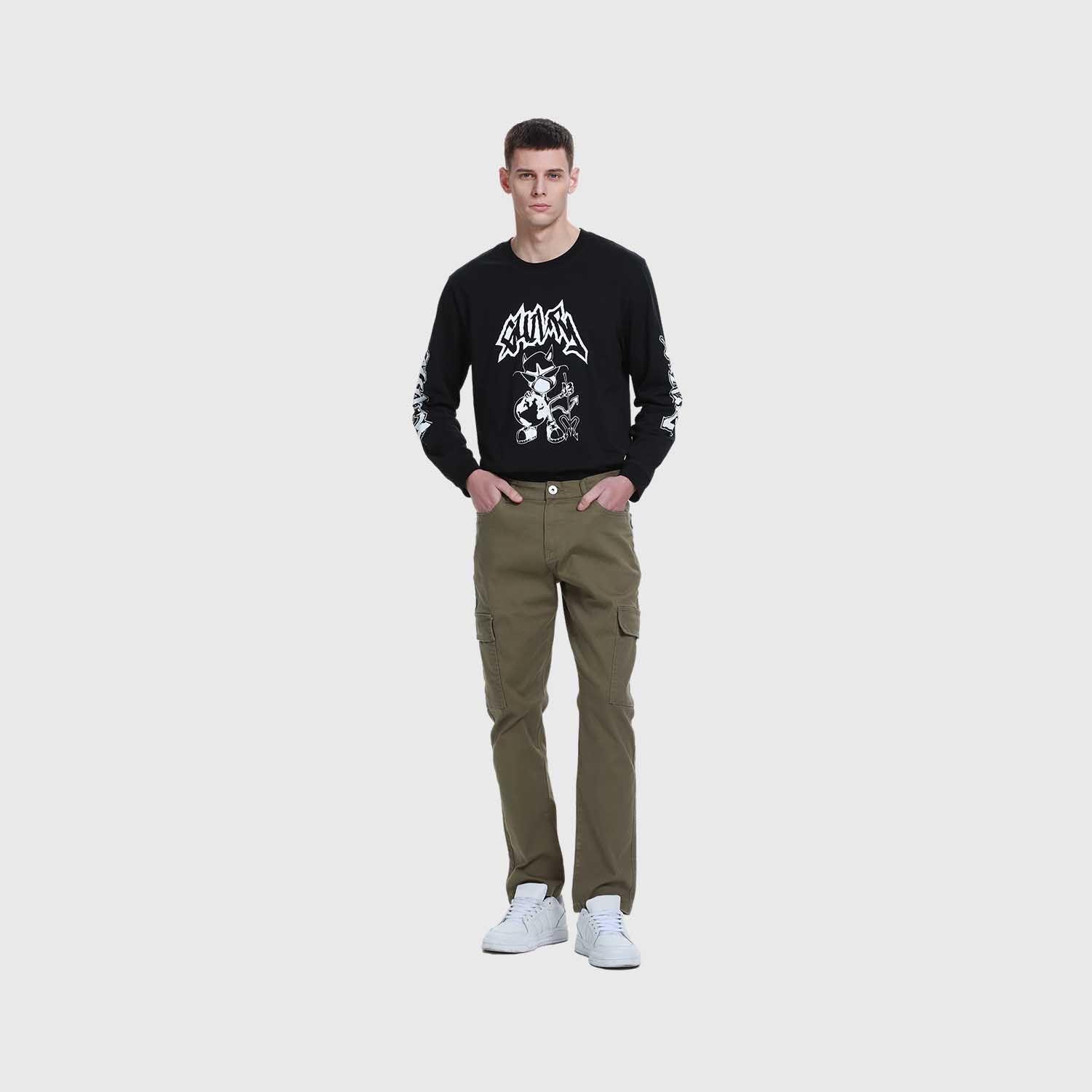 Jeans Hombre Slim Cargo Color Verde Militar-3