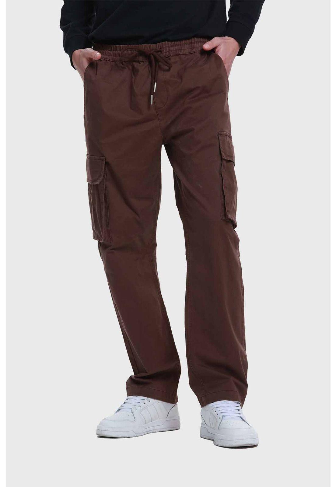Pantalón Hombre Cargo Recto Chocolate-0