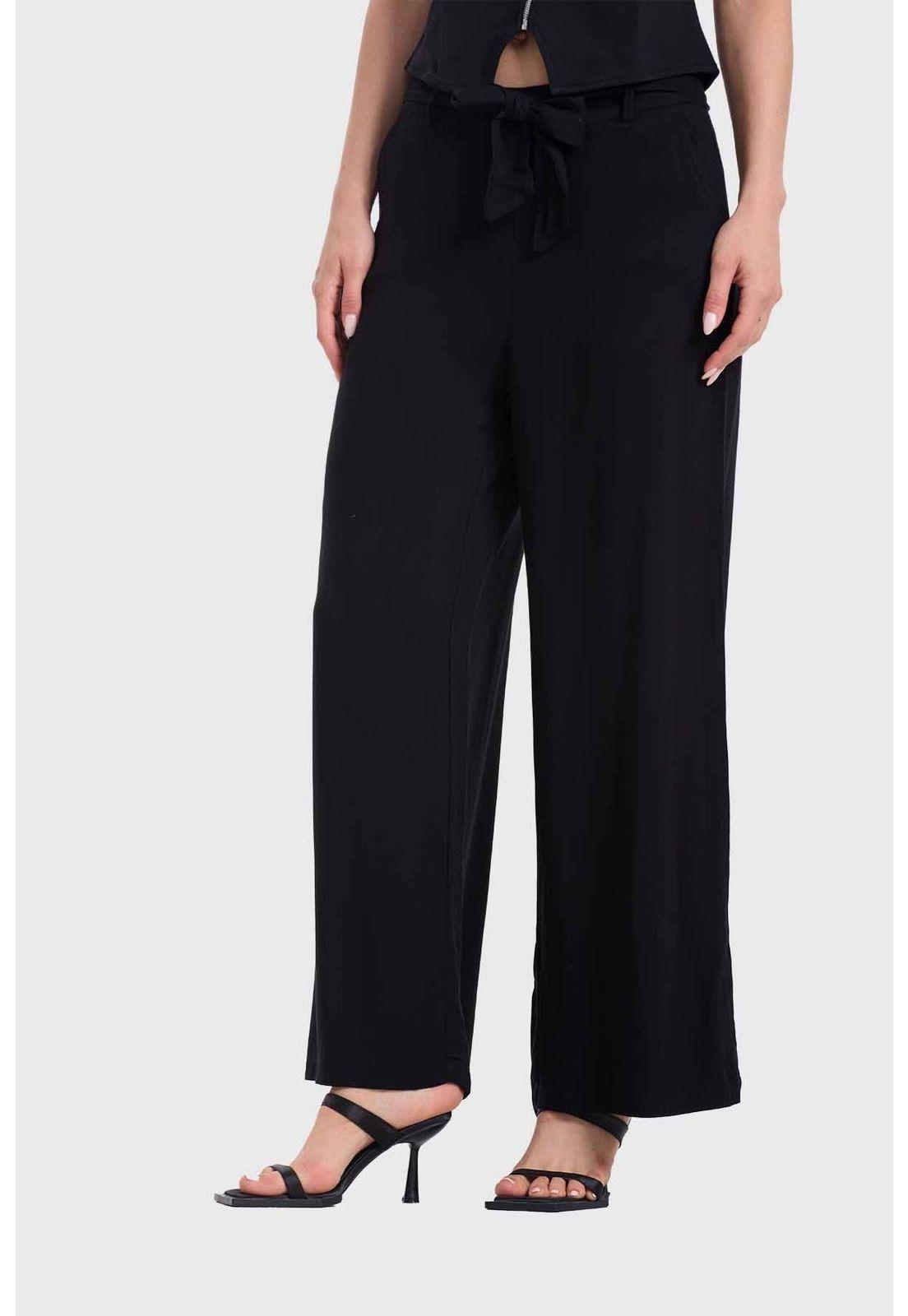 Pantalón Mujer Palazzo Pretina Negro-1