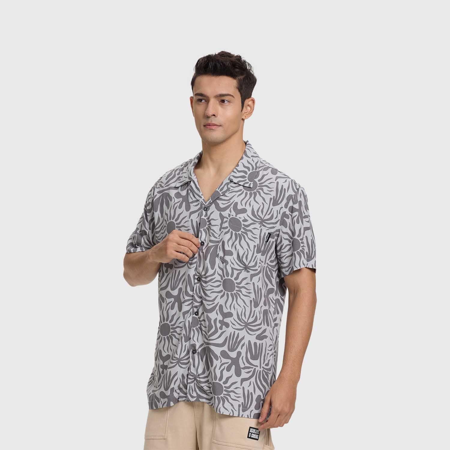 Camisa Hombre Guayaber Tropical Gris Fashion's Park-1