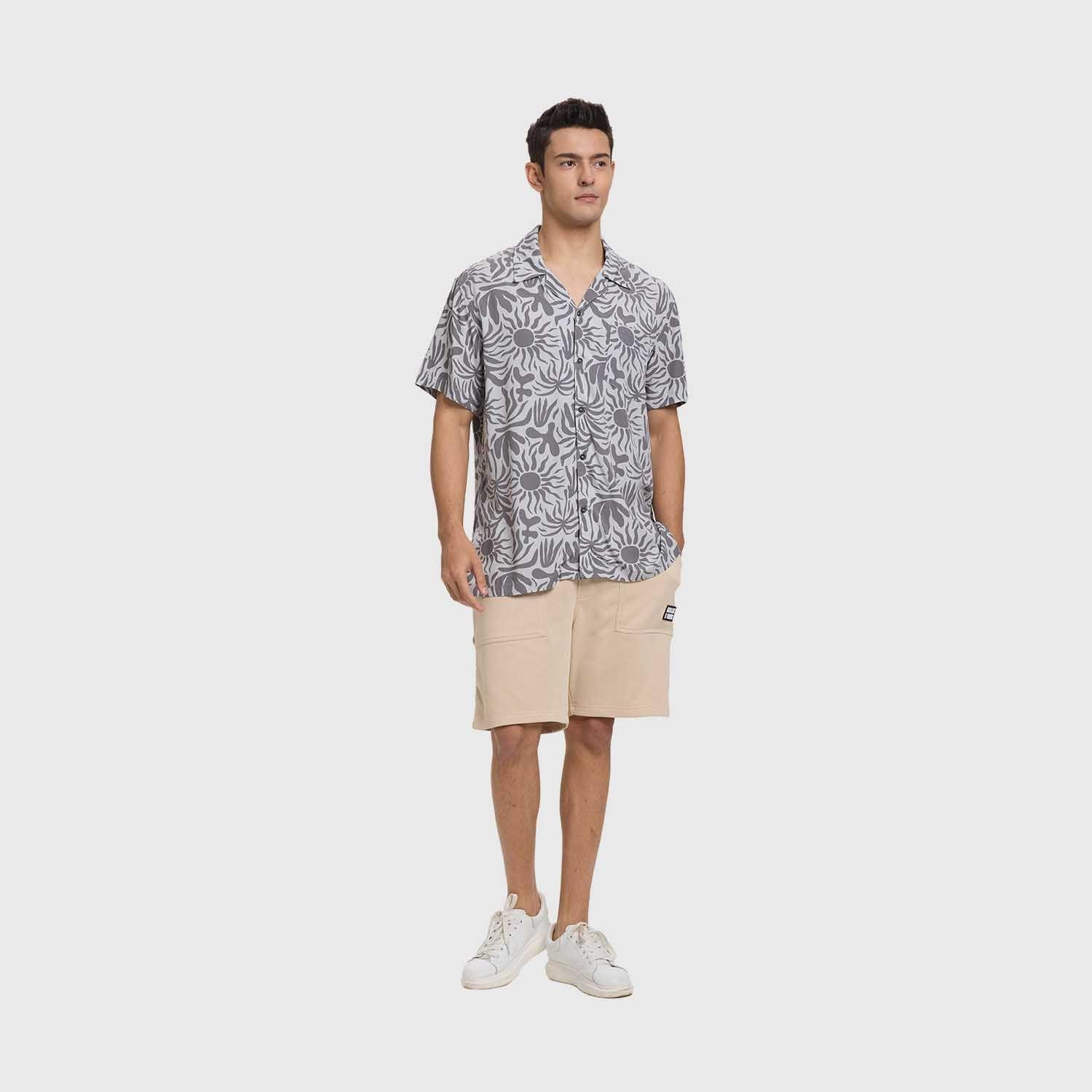 Camisa Hombre Guayaber Tropical Gris Fashion's Park-3