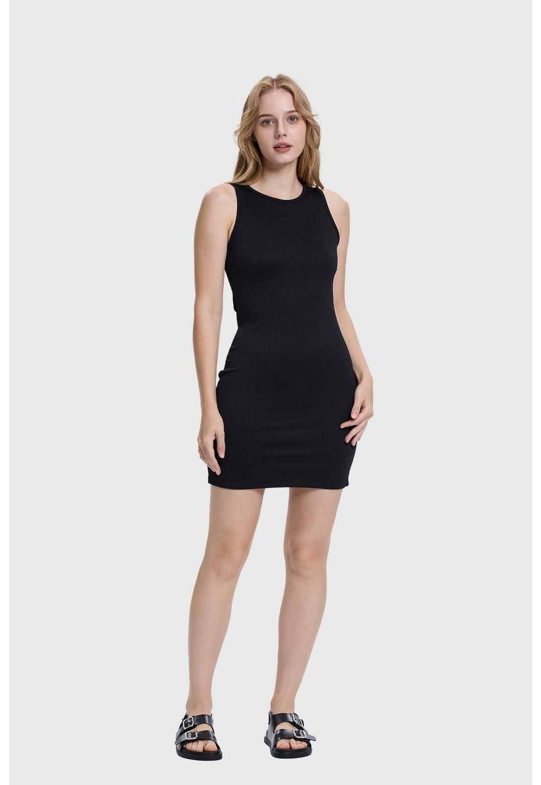 Vestido Mujer Abertura Espalda Negro-3