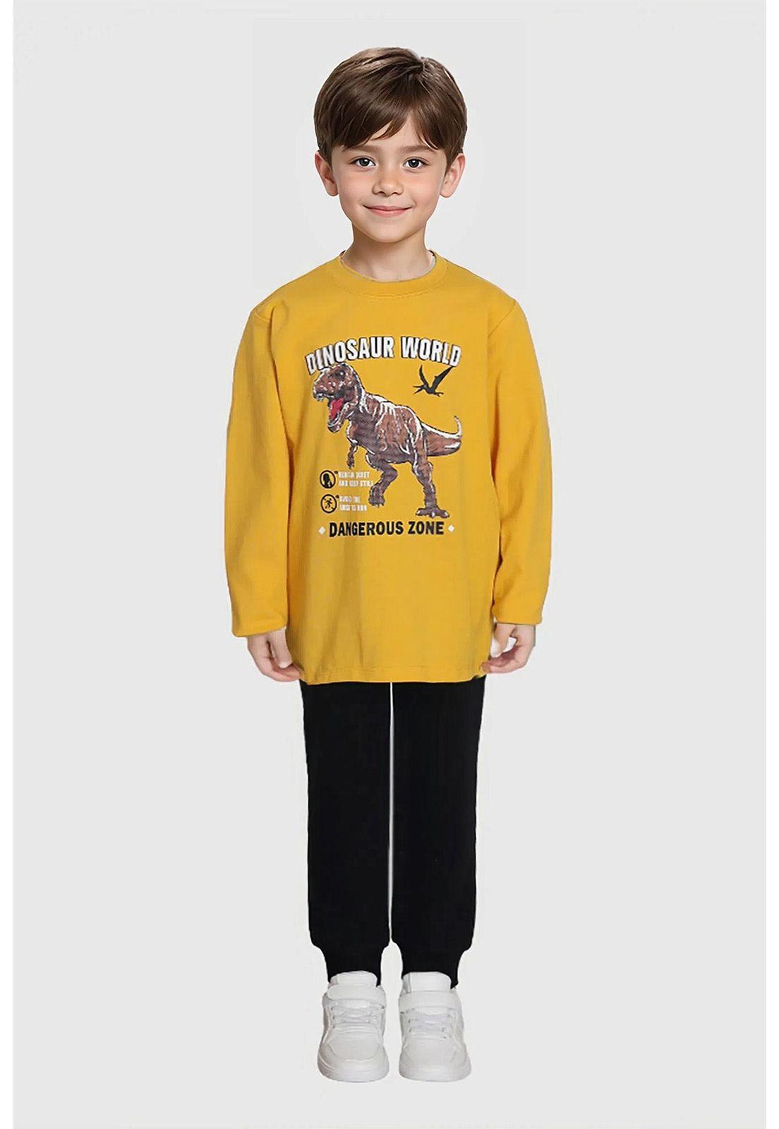 Polera Niño Print Relieve Mostaza-2