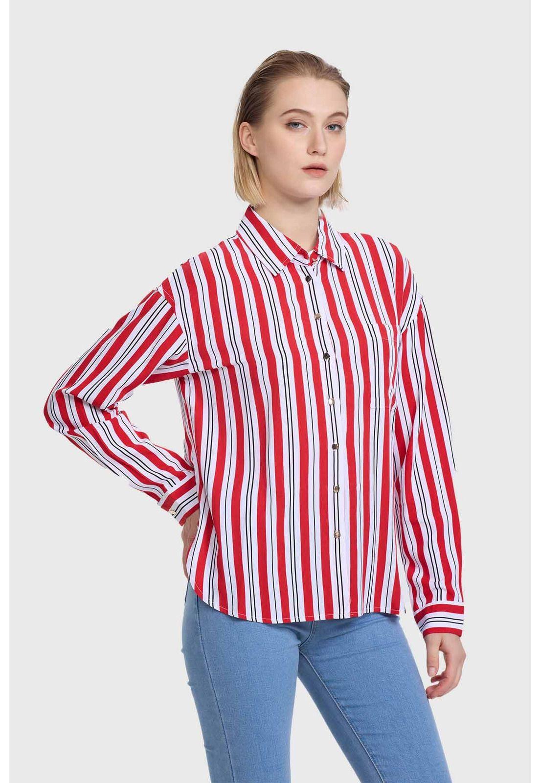 Blusa Mujer Abotonada Rojo-1