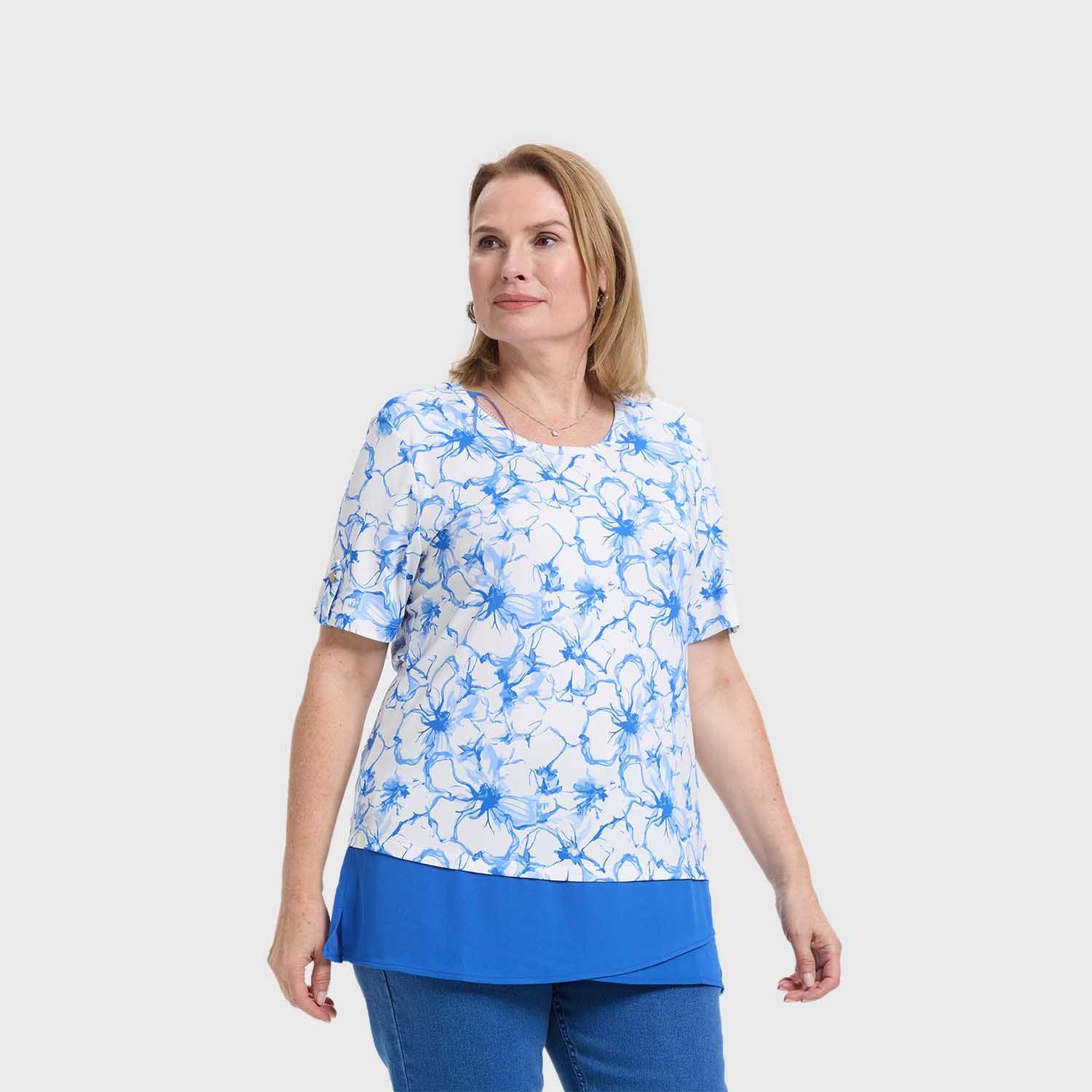 Polera Mujer Con Faldón Azulino Fashion's Park-1