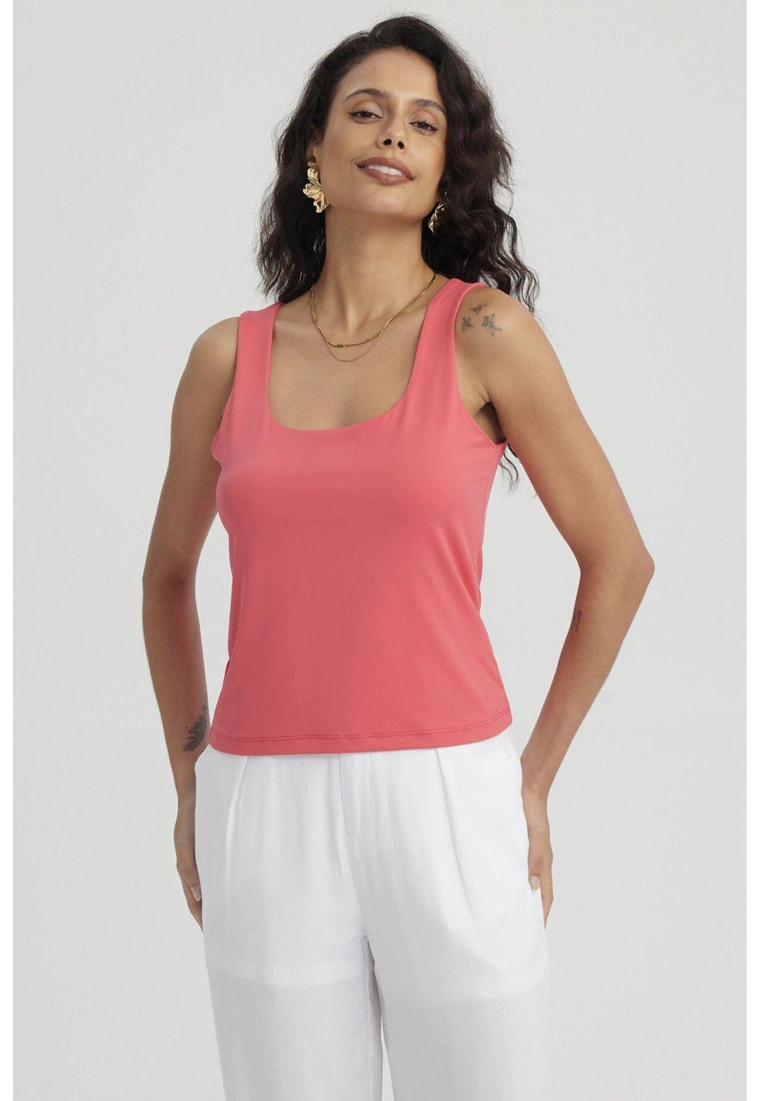 Polera Mujer Lisa Doble Capa Naranjo Oscuro-0