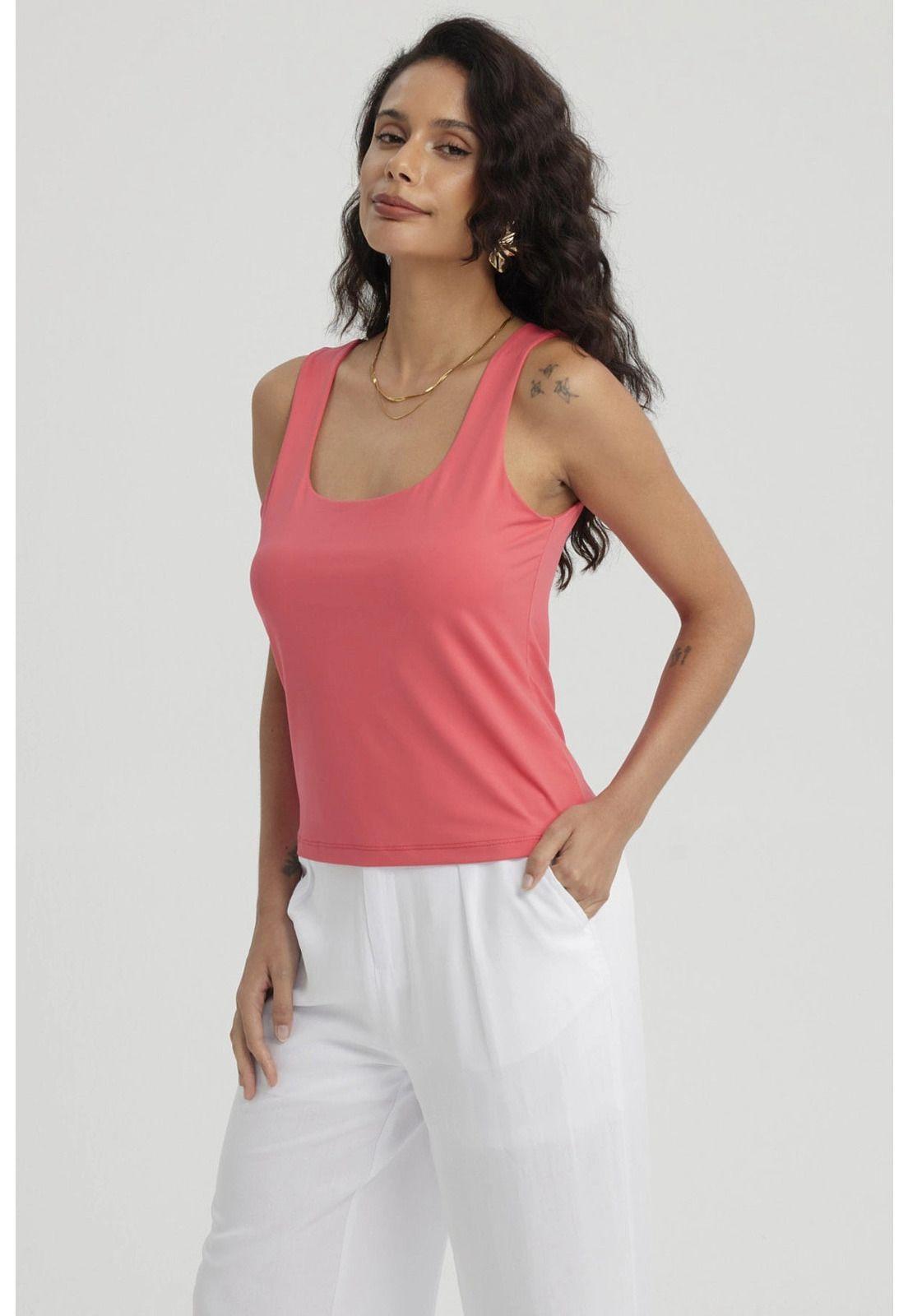 Polera Mujer Lisa Doble Capa Naranjo Oscuro-5