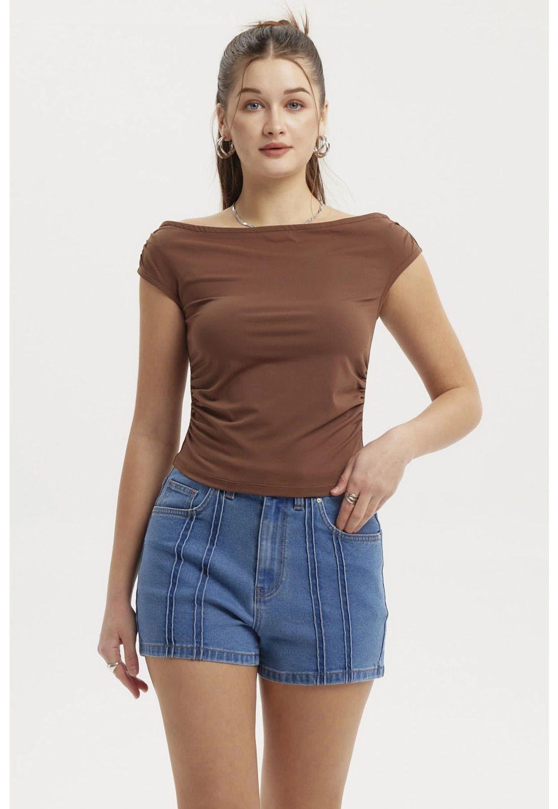 Polera Mujer Bardot Lisa Café-0