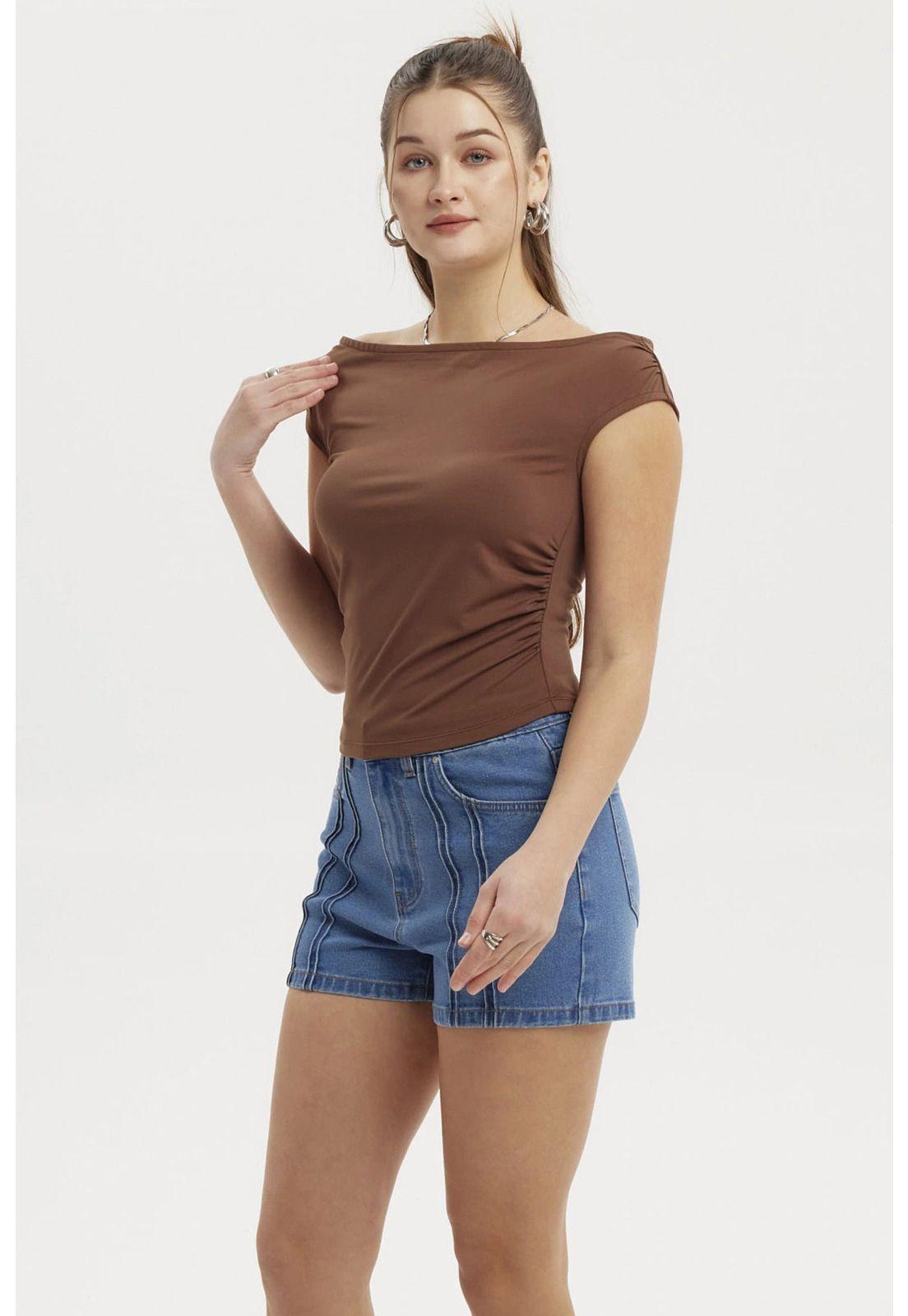 Polera Mujer Bardot Lisa Café-1