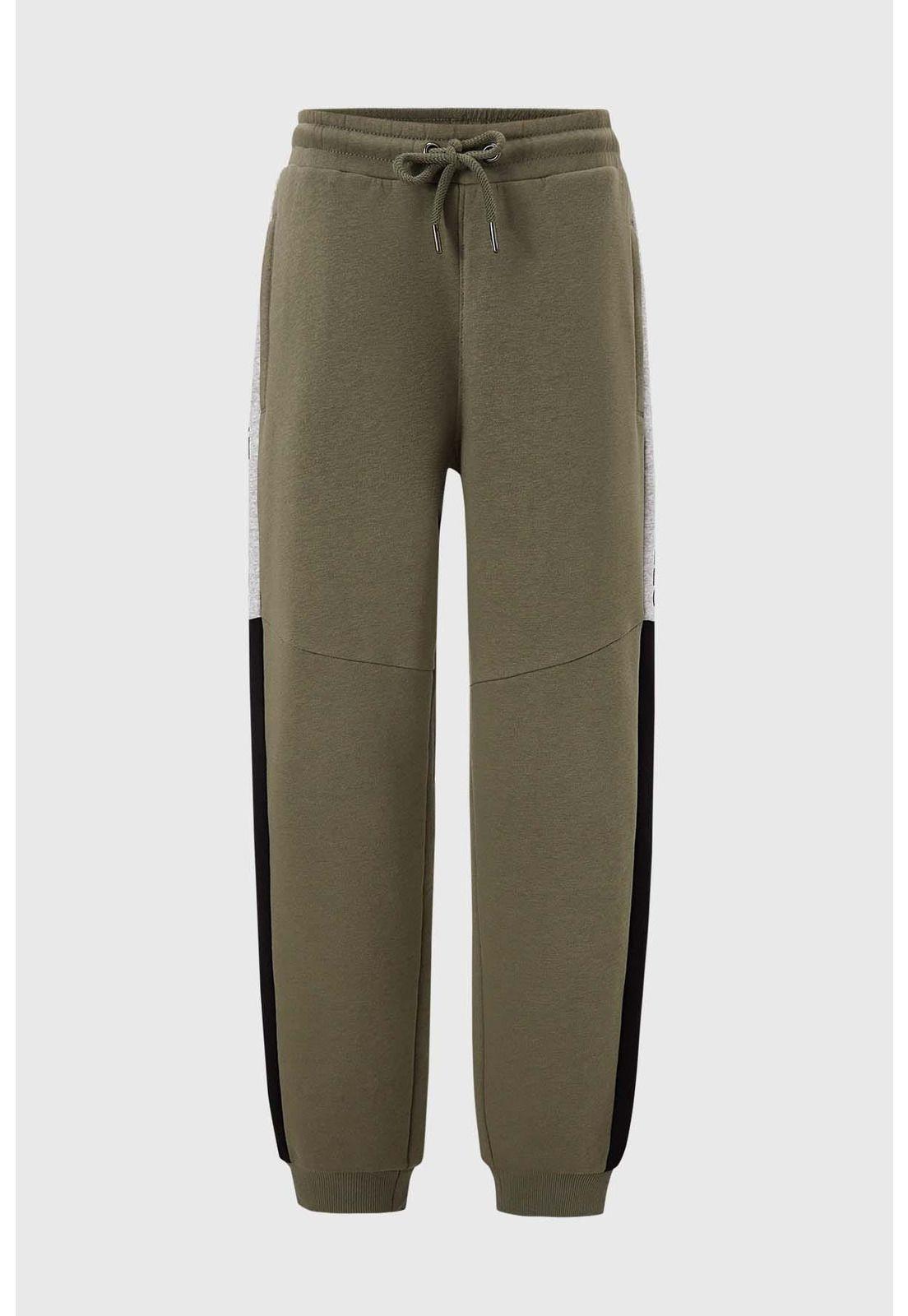 Pantalón Buzo Niño Texto Cortes Verde-0