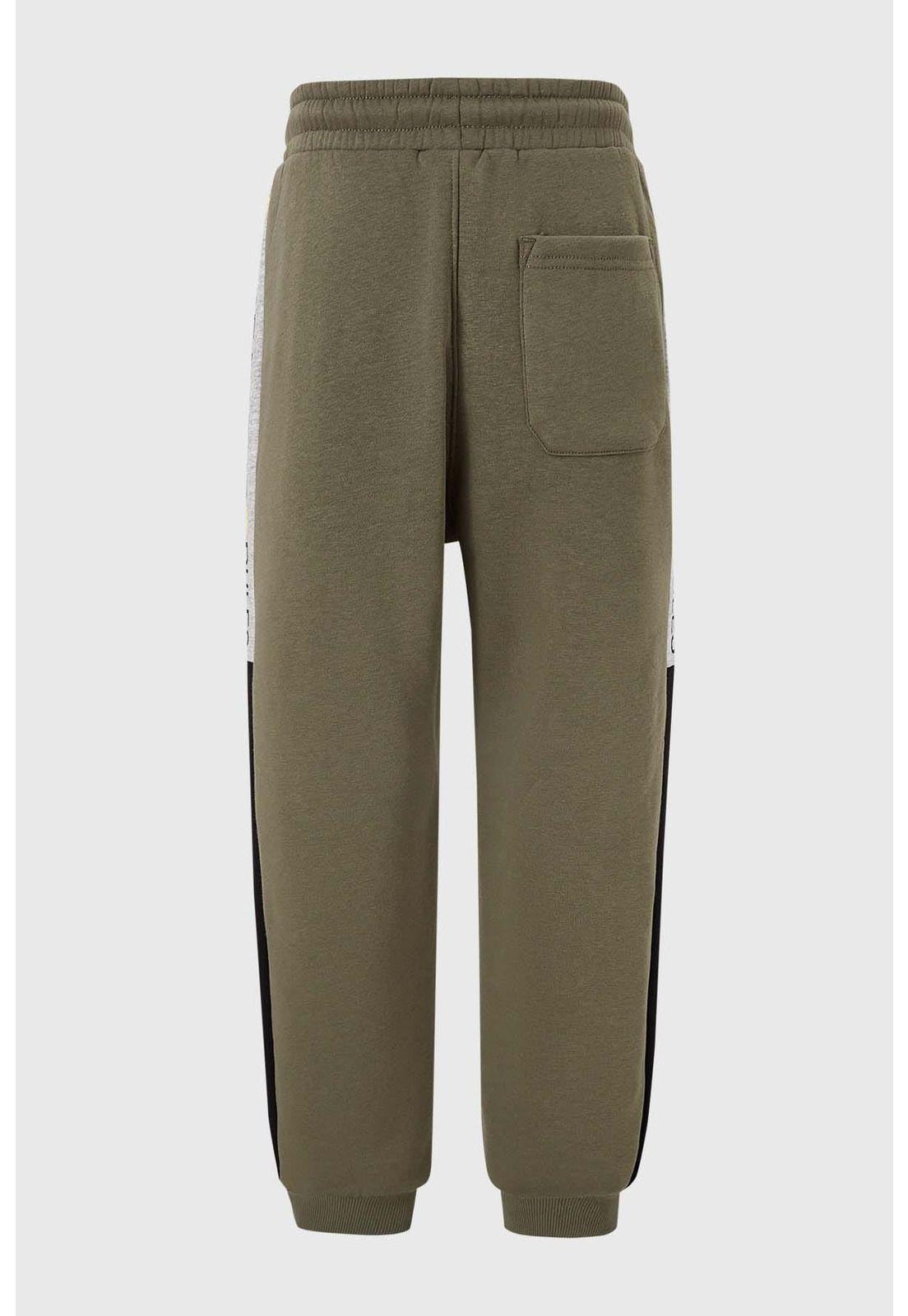 Pantalón Buzo Niño Texto Cortes Verde-1