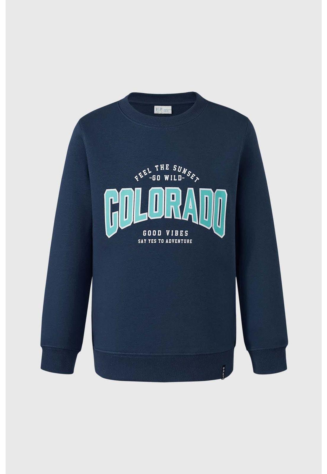 Polerón Niño Básico Con Print Azul-0