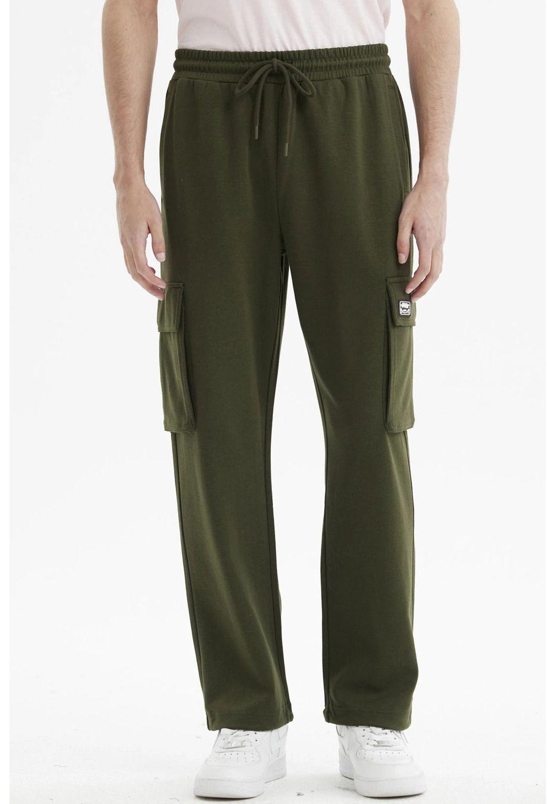 Pantalón Buzo Hombre Jogger Verde Militar-0