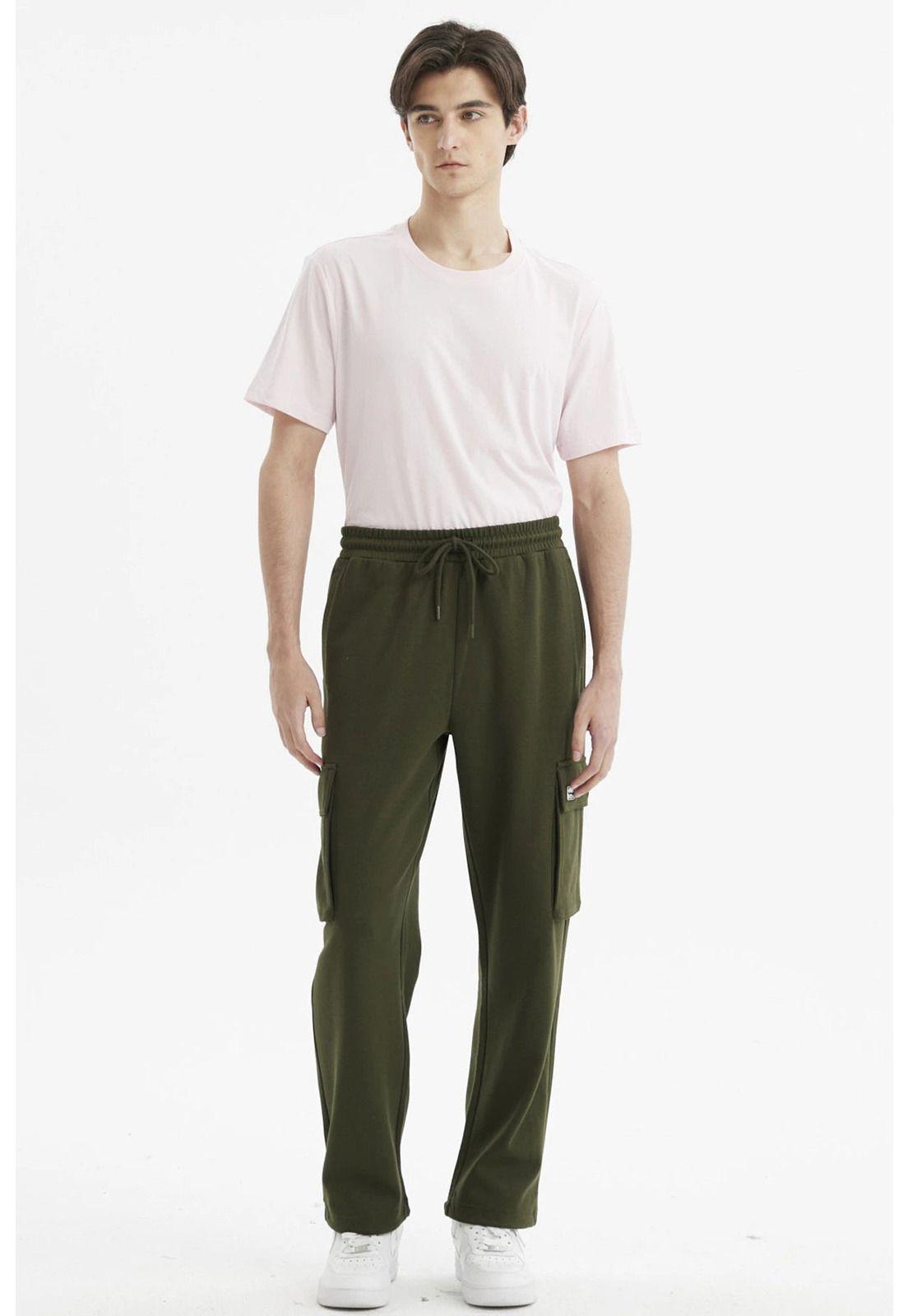 Pantalón Buzo Hombre Jogger Verde Militar-3