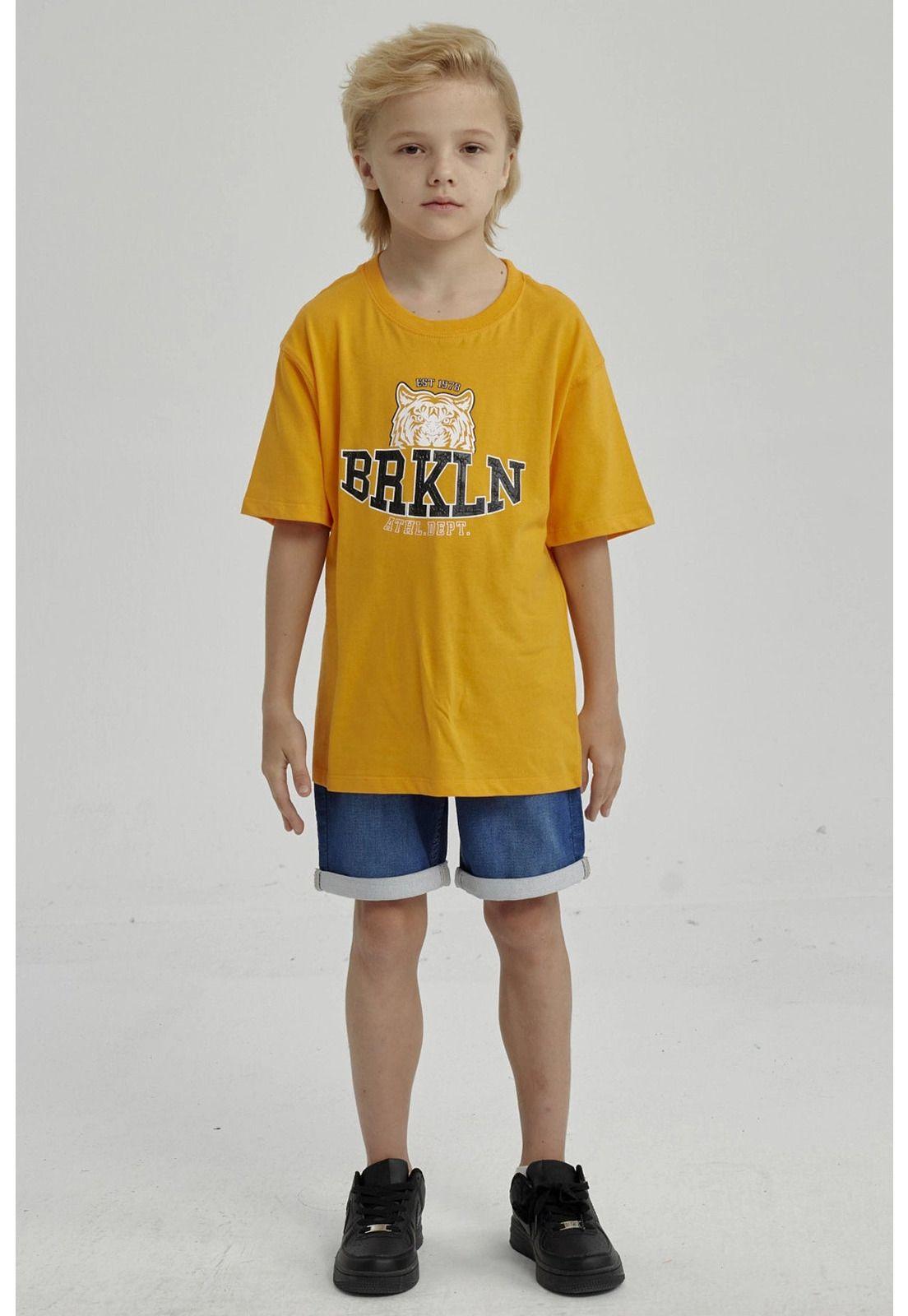 Polera Niño Print Posicional Naranjo-3