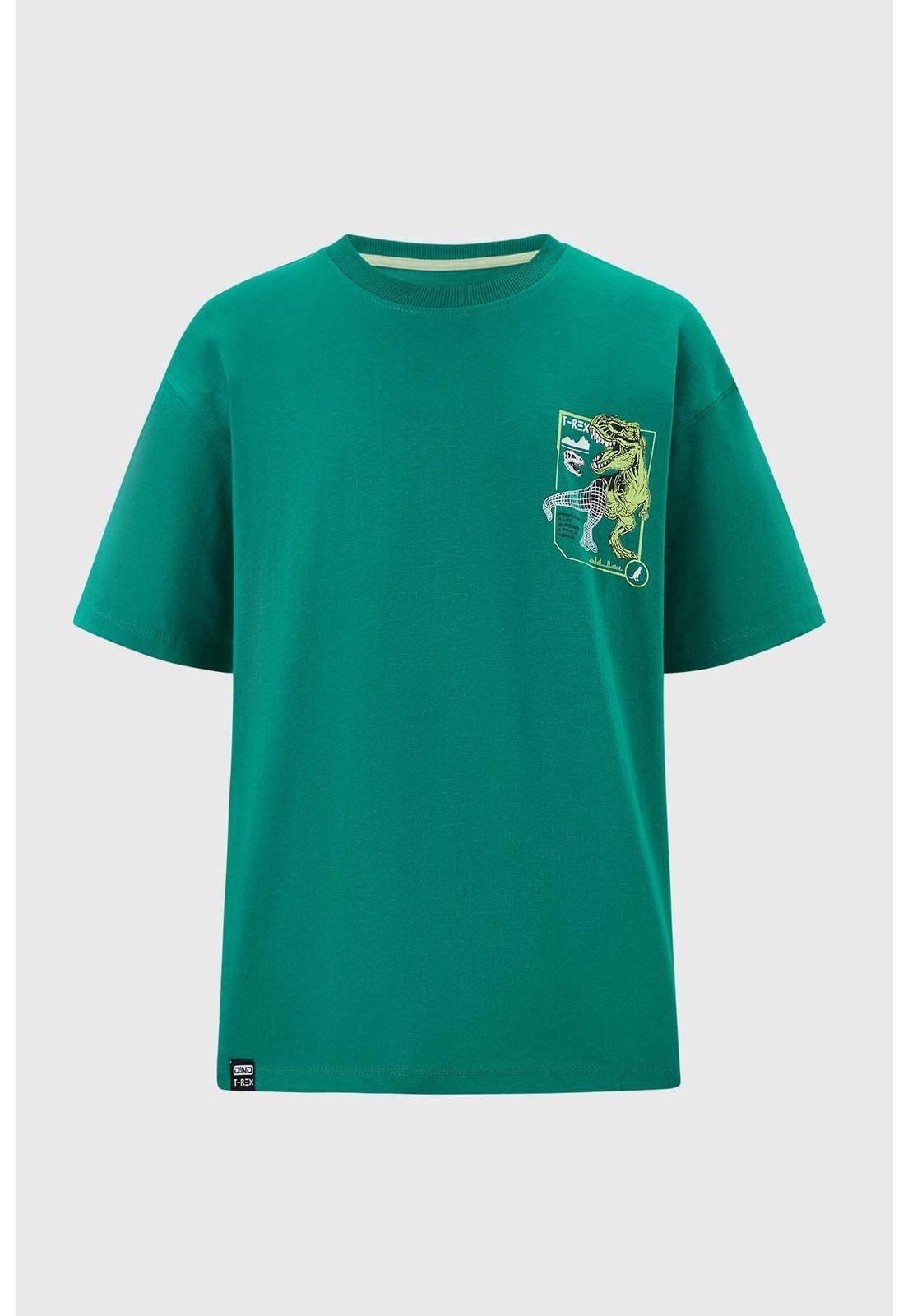 Polera Niño Oversize Estampado Verde-0