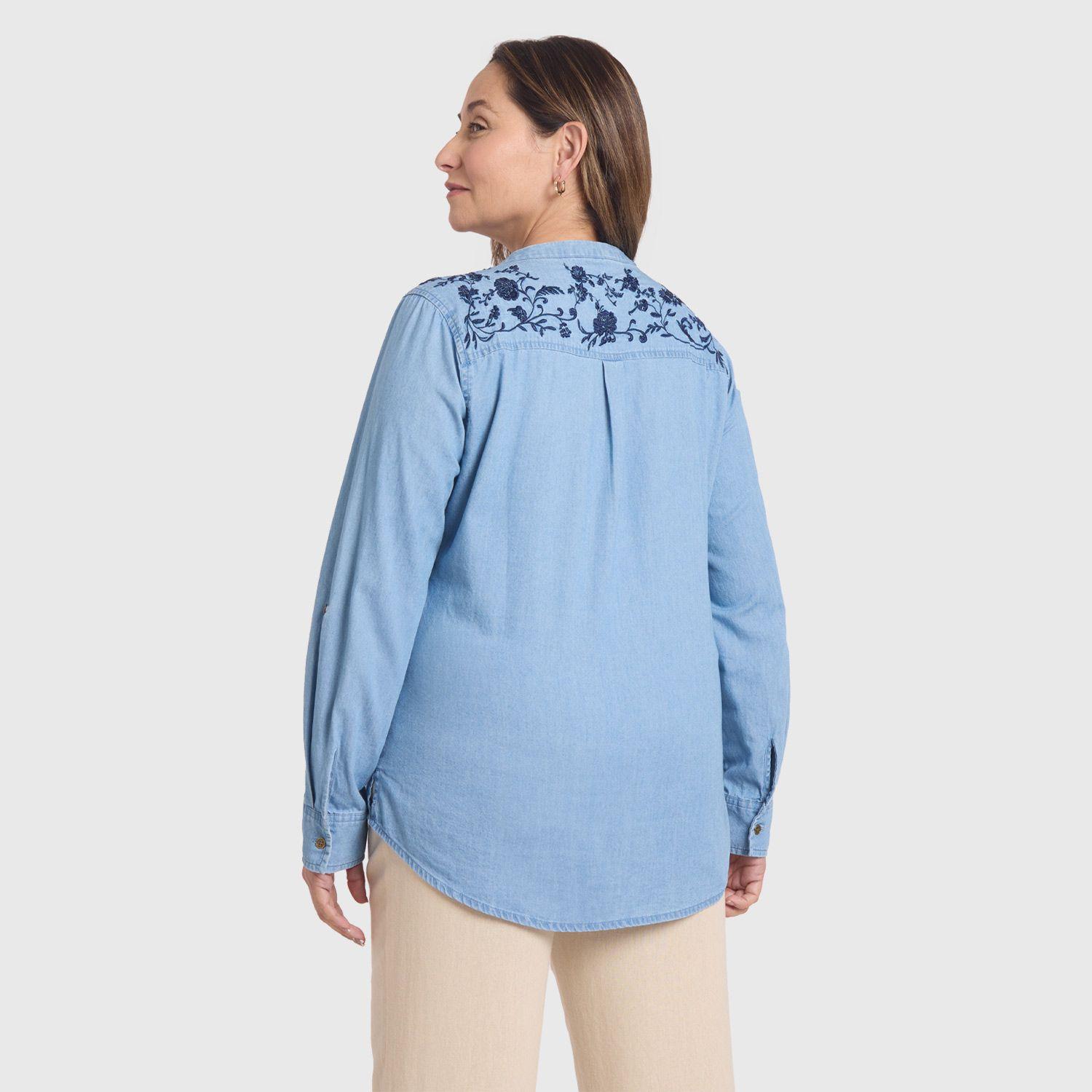 Blusa Mujer Denim Bordada Azul Claro Fashion´s Park-2