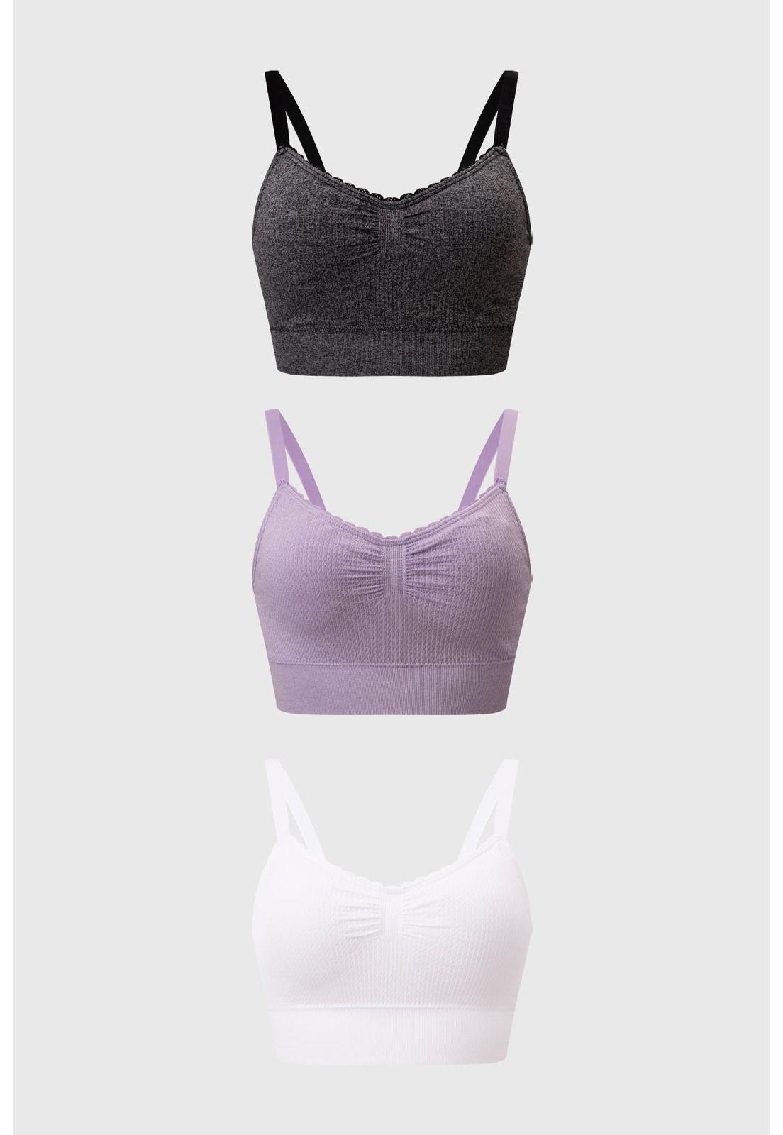 Sostén Mujer Tripack Juvenil Recogido Lila-0
