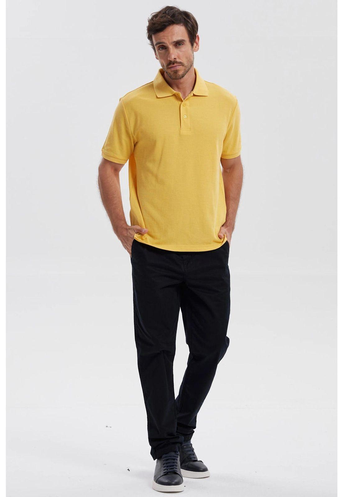 Polera Hombre Piqué Básica Lisa Naranjo - ll-3