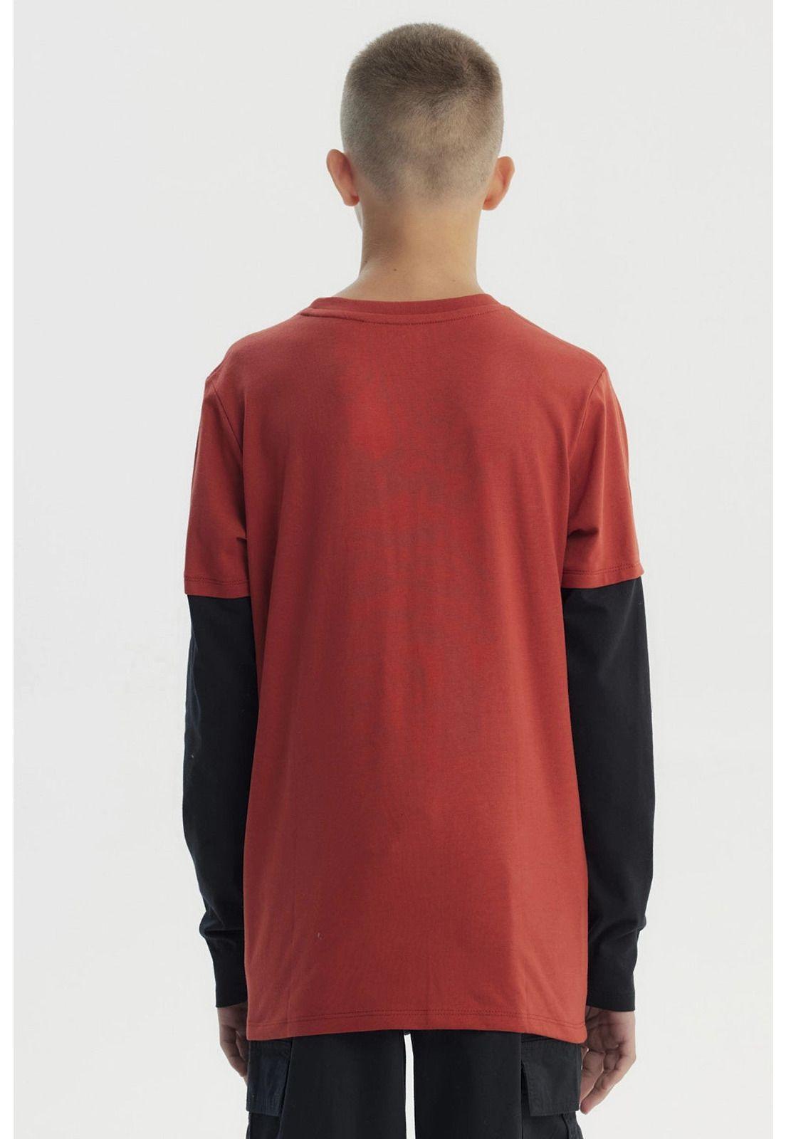 Polera Niño Básica Print Ocre-2