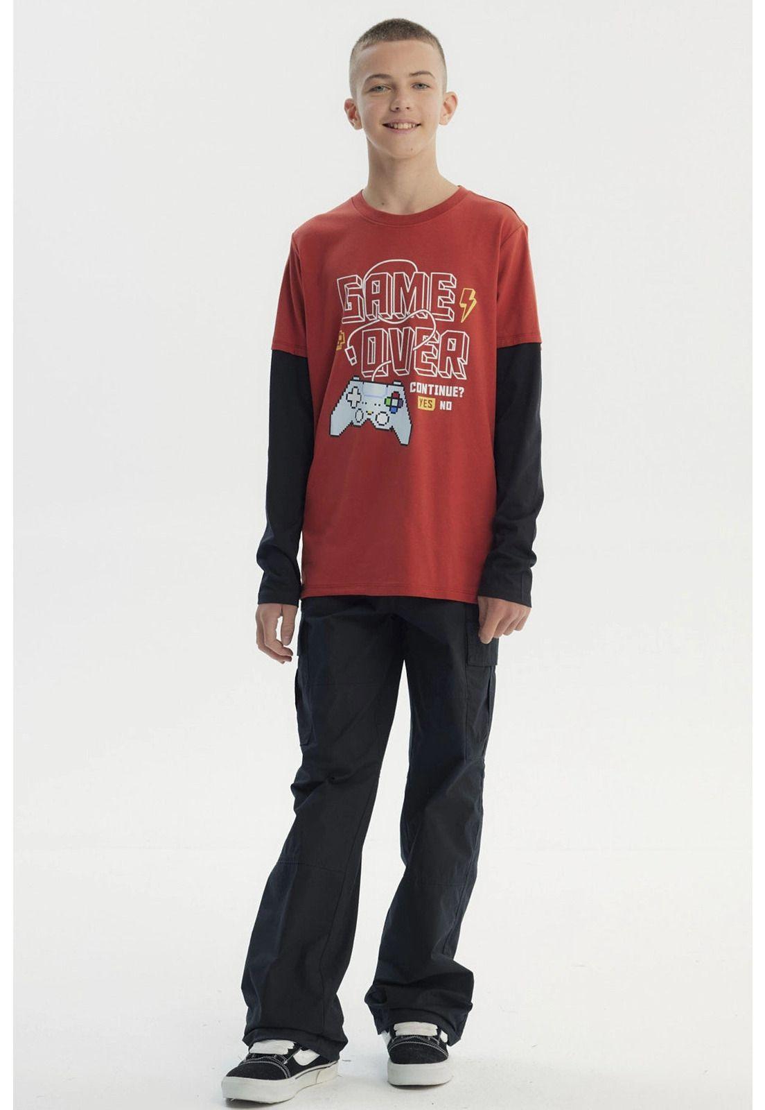 Polera Niño Básica Print Ocre-3