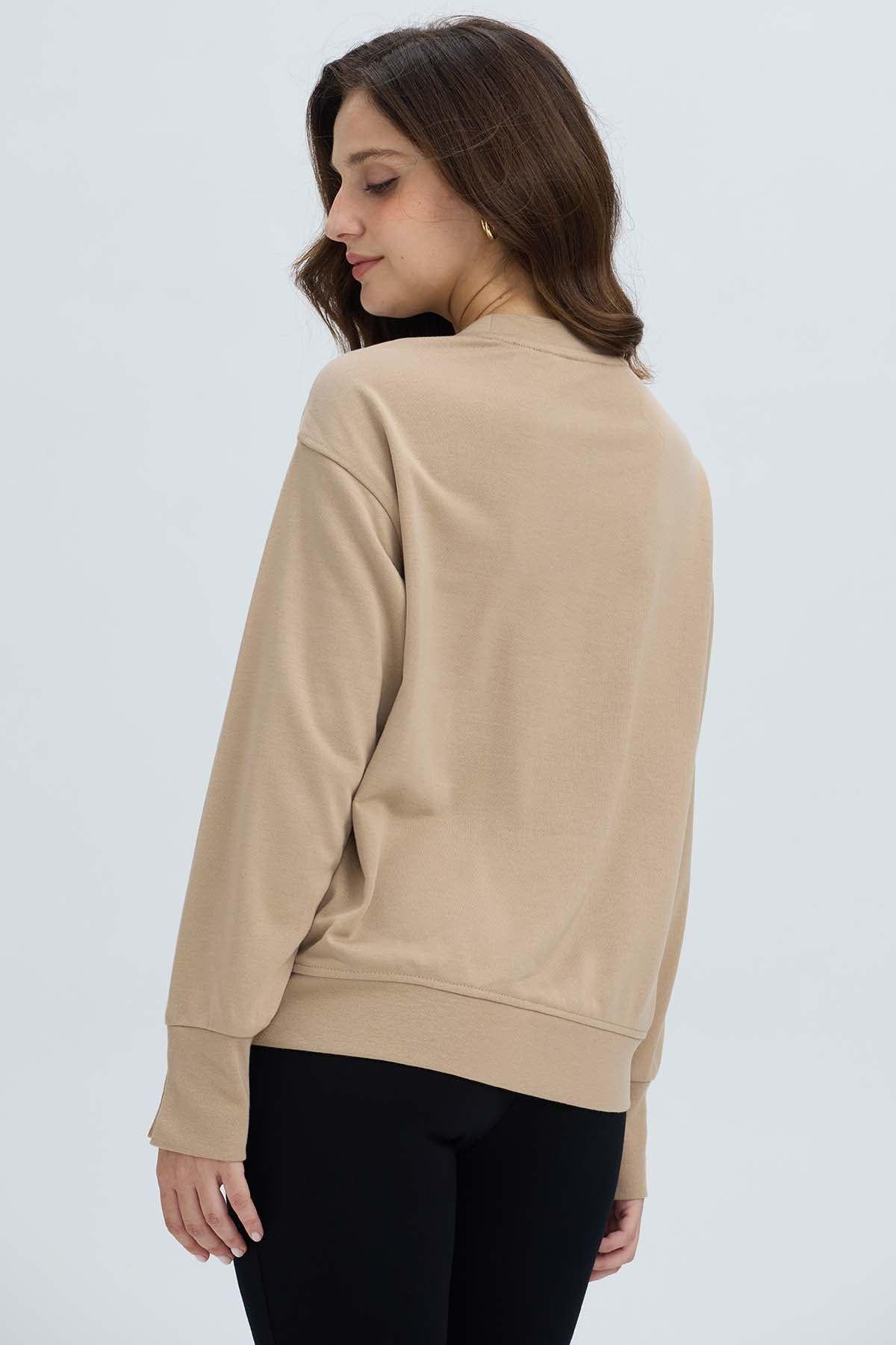 Polerón Mujer Print Posicional Beige-2