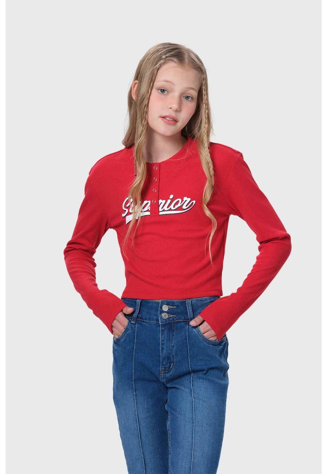 Polera Niña Con Botones Rojo-0