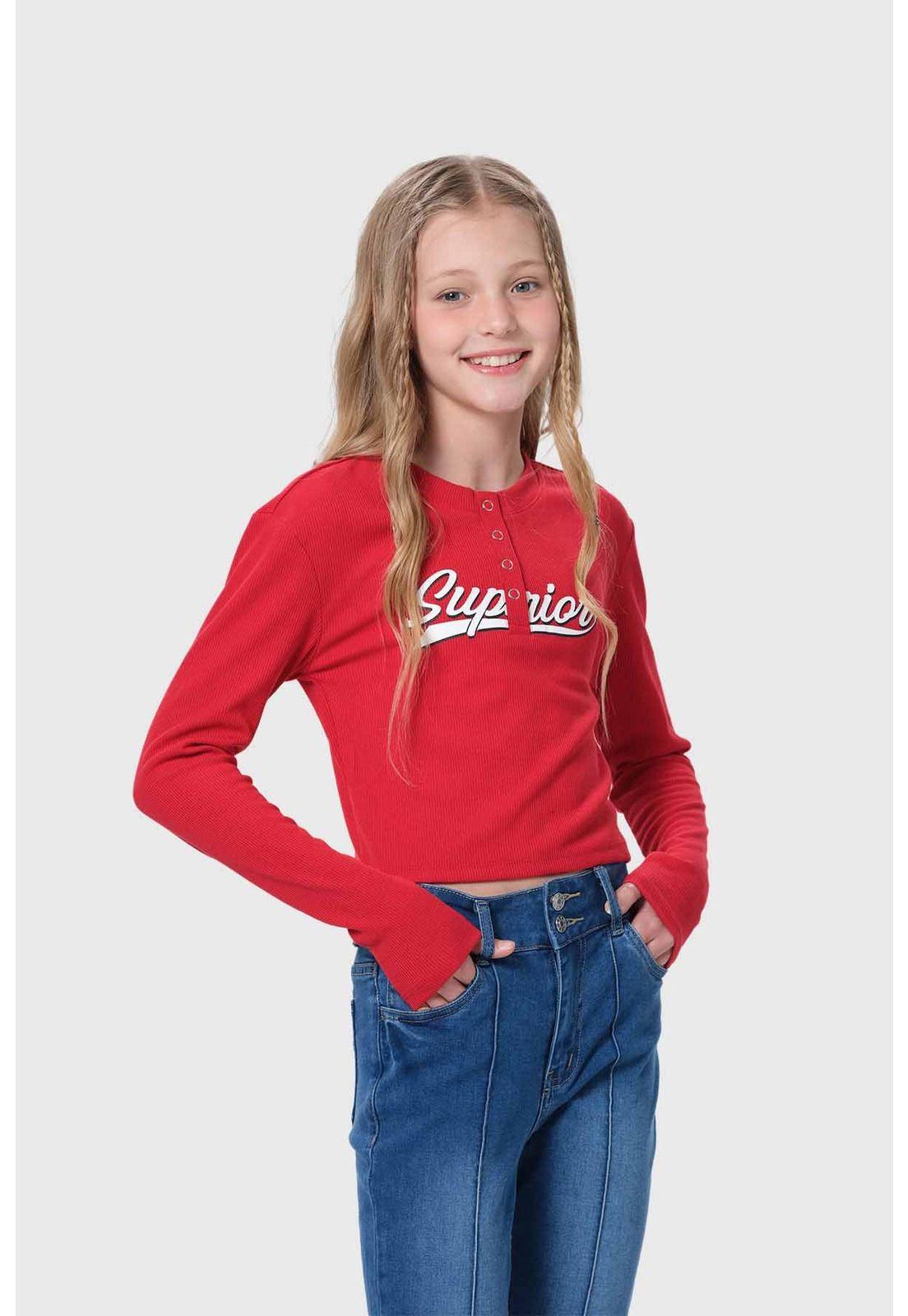 Polera Niña Con Botones Rojo-1