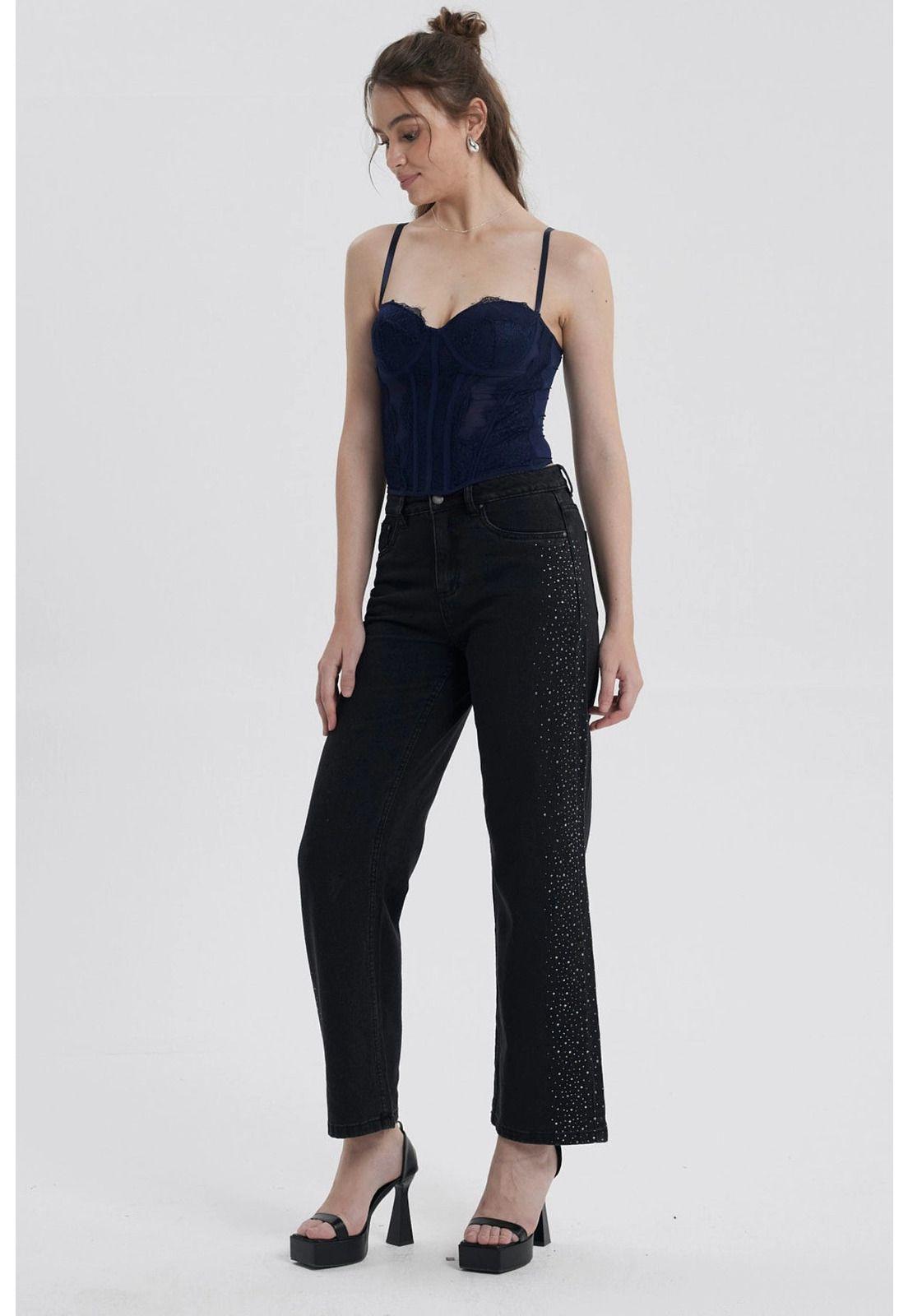 Blusa Mujer Corset Encaje Celeste-3