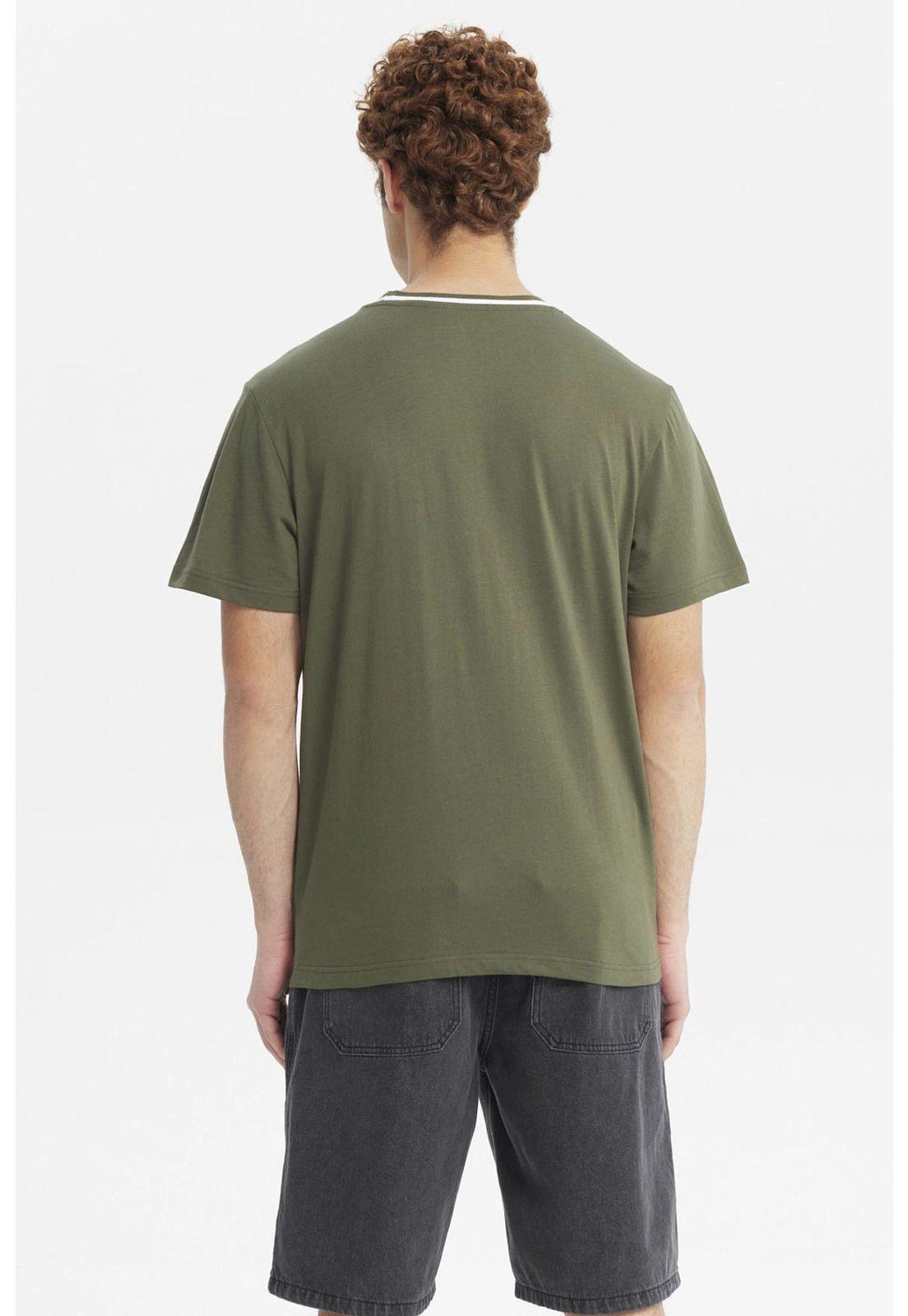 Polera Hombre Regular Print Verde Militar-2