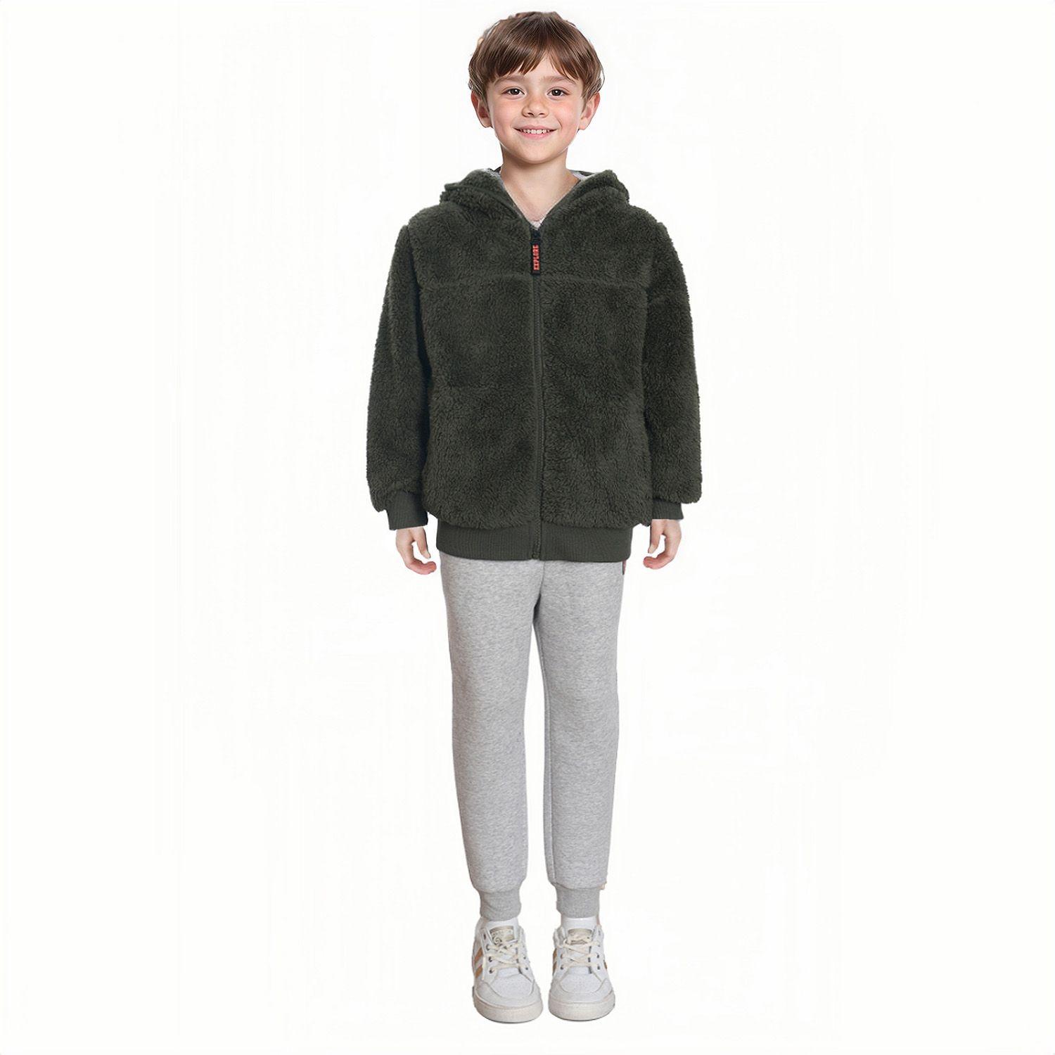 Polar Niño Liso Peludo Verde Militar-2