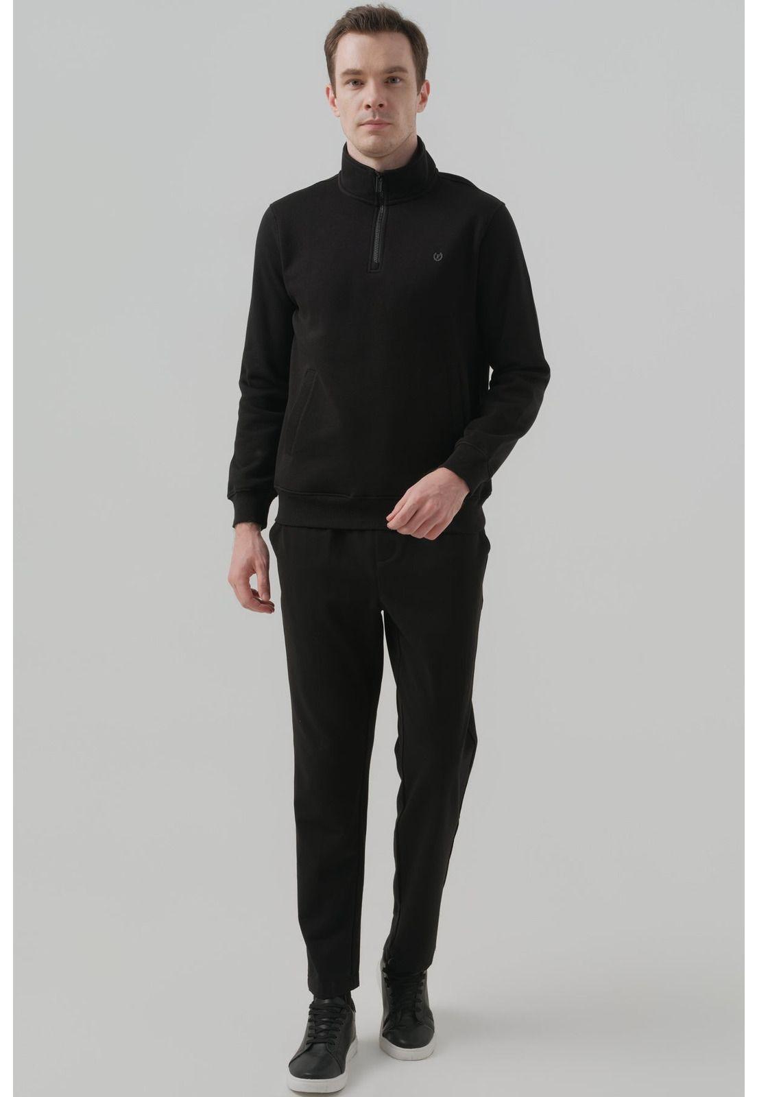 Polerón Hombre Regular Half Zipper Negro-3